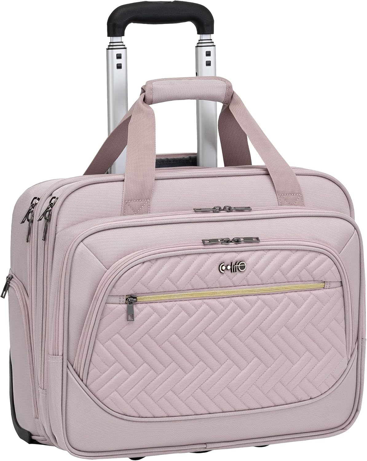 Coolife Rolling Laptop Briefcase Bag 17.3 Inch Laptop Case Roller Computer Bag with Wheels Mobile Office Laptop Bag
