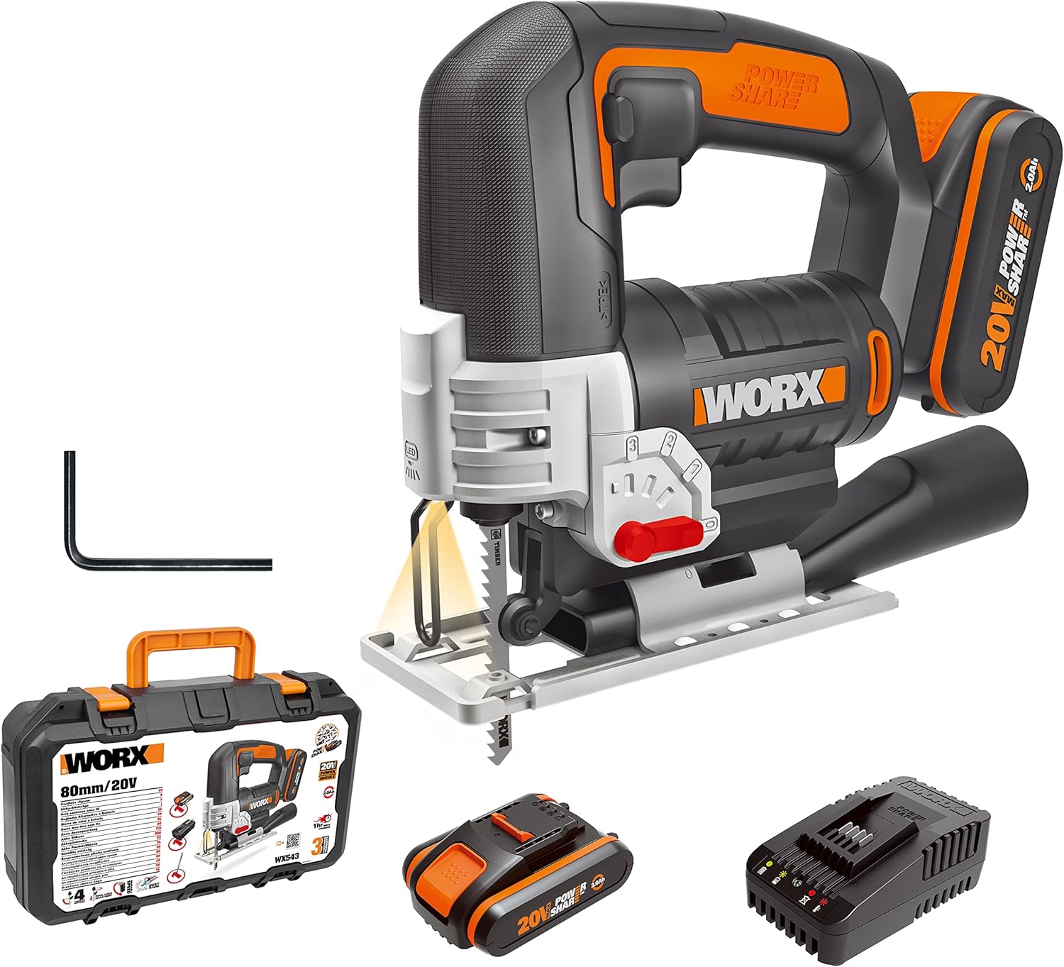 WORX Cordless Jigsaw, Black, 41 x 12.5 x 25.1 cm