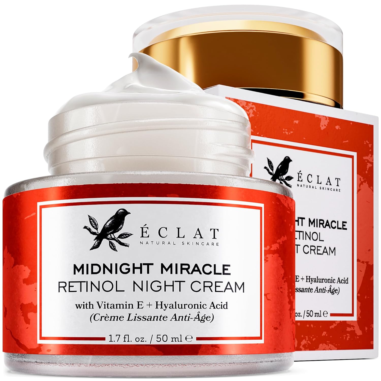 Retinol Night Cream - 2.5% Retinol with 2.5% Hyaluronic Acid - Retinol Face Moisturizer to Boosts Elasticity and Hydration, Firming Anti Wrinkle Cream, Anti Aging Face Cream, Skin Care Facial Cream