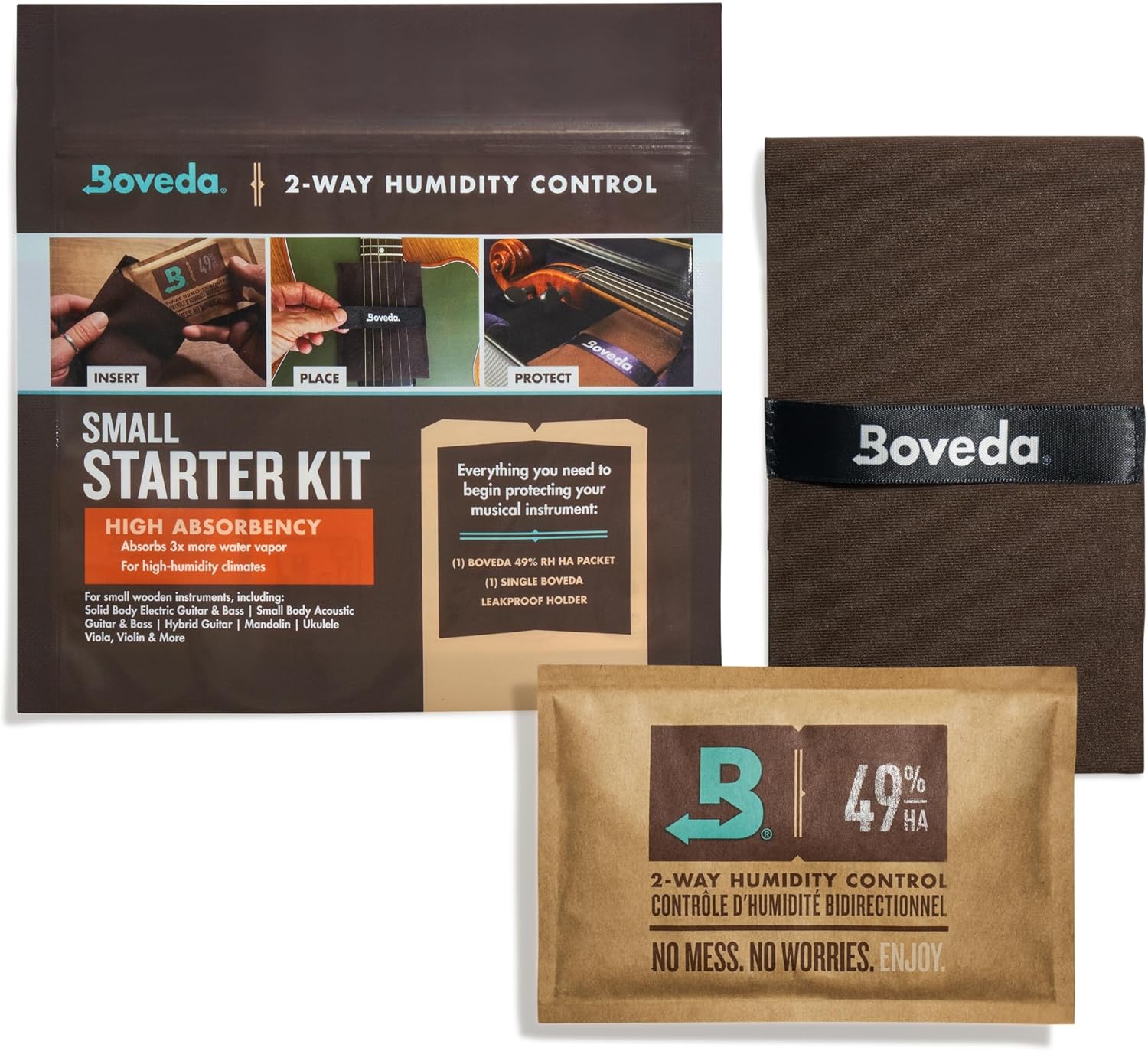 Boveda Music HIGH ABSORBENCY Small Starter Kit - (1) 49% RH High Absorbency Boveda-Two-Way Humidity Control for EXTREME HUMIDITY CLIMATES ONLY-For Ukulele, Violin, Clarinet & Small Wooden Instruments