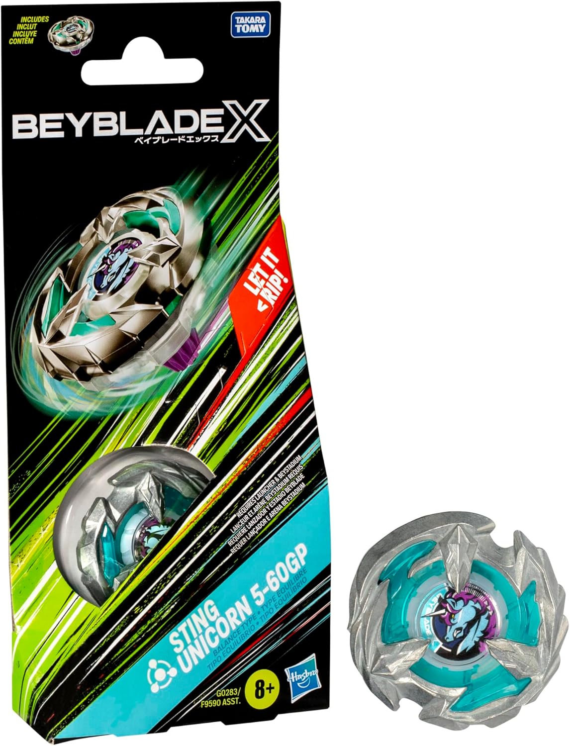Beyblade X Sting Unicorn 5-60GP Booster Pack Set with Balance Type Right-Spinning Top; Battling Top Toys for 8 Year Old Boys and Girls