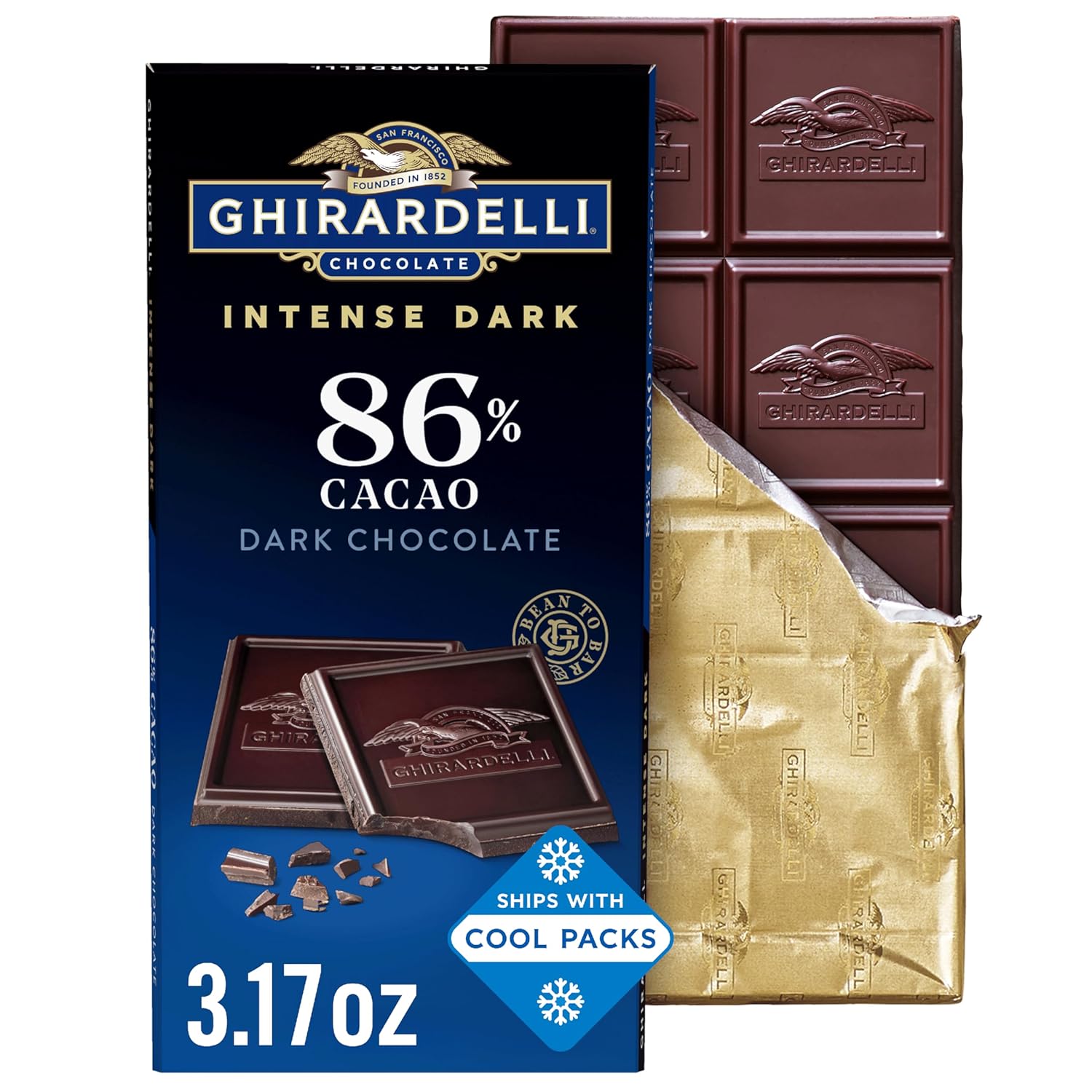 Ghirardelli Intense Dark Midnight Reverie Chocolate Bar, 3.17 Ounce (Pack of 12)