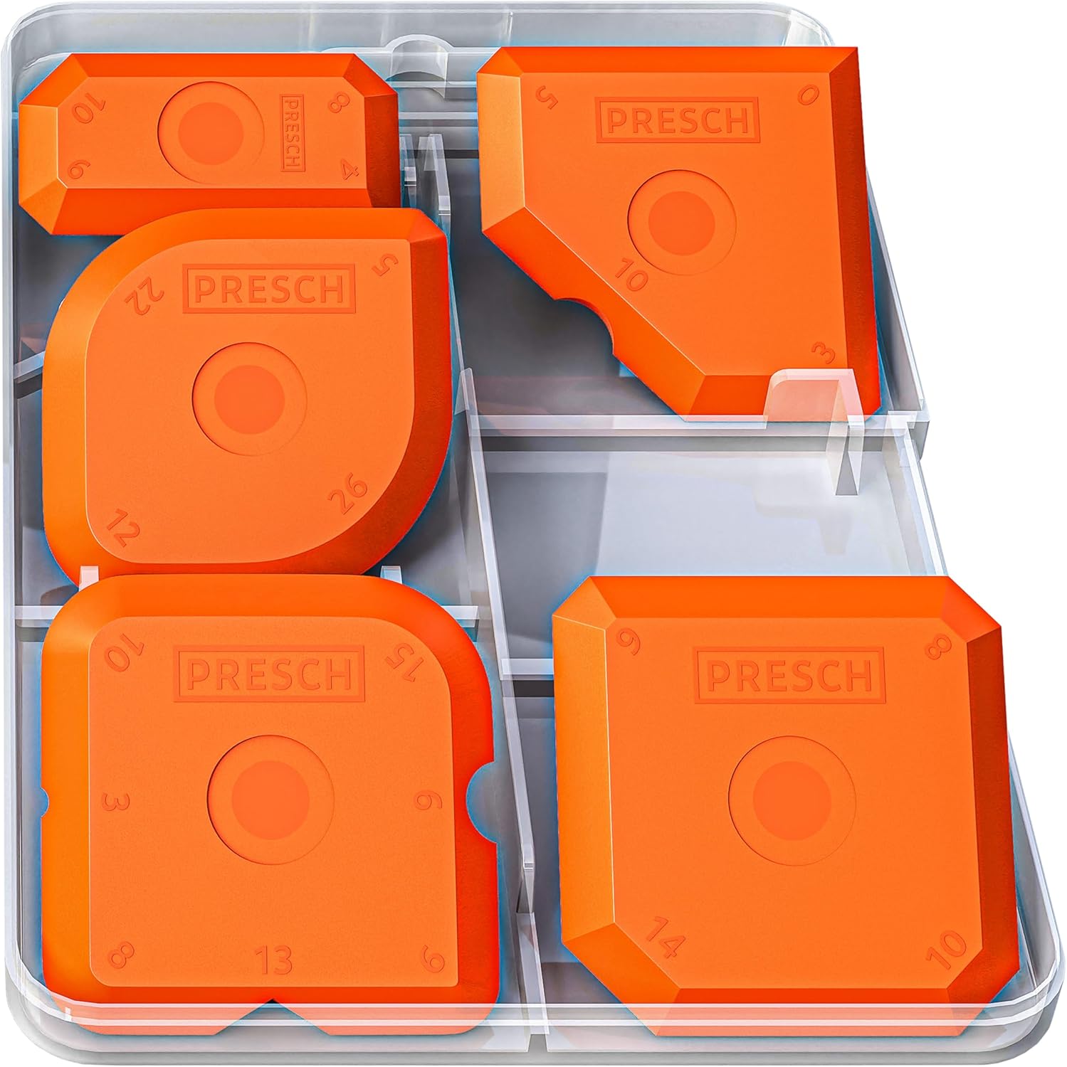 Presch Sealant Finishing Tool Set 5pcs. - Perfect Joints Thanks to Very Straight Edges - Special knobs for Easy Picking up - Ideal for sealants Like Acrylic and Silicone - Grout Sealer with Box