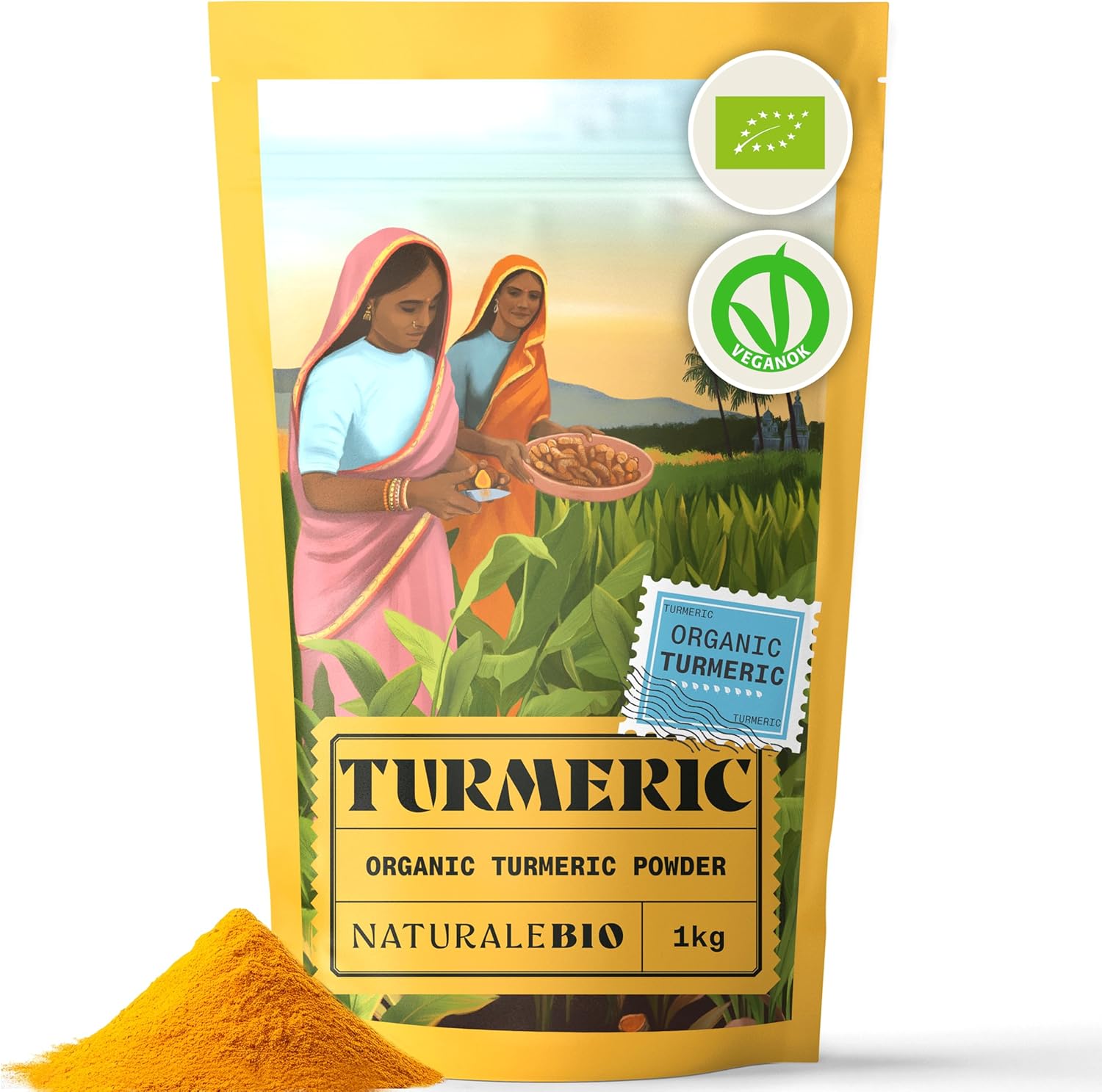 NaturaleBio Organic Turmeric Powder 1kg | 100% Pure Ground Turmeric Root | Non-GMO, Additive-Free, Sustainably Sourced from India | Rich in Curcumin, Perfect for Cooking, Teas & Wellness