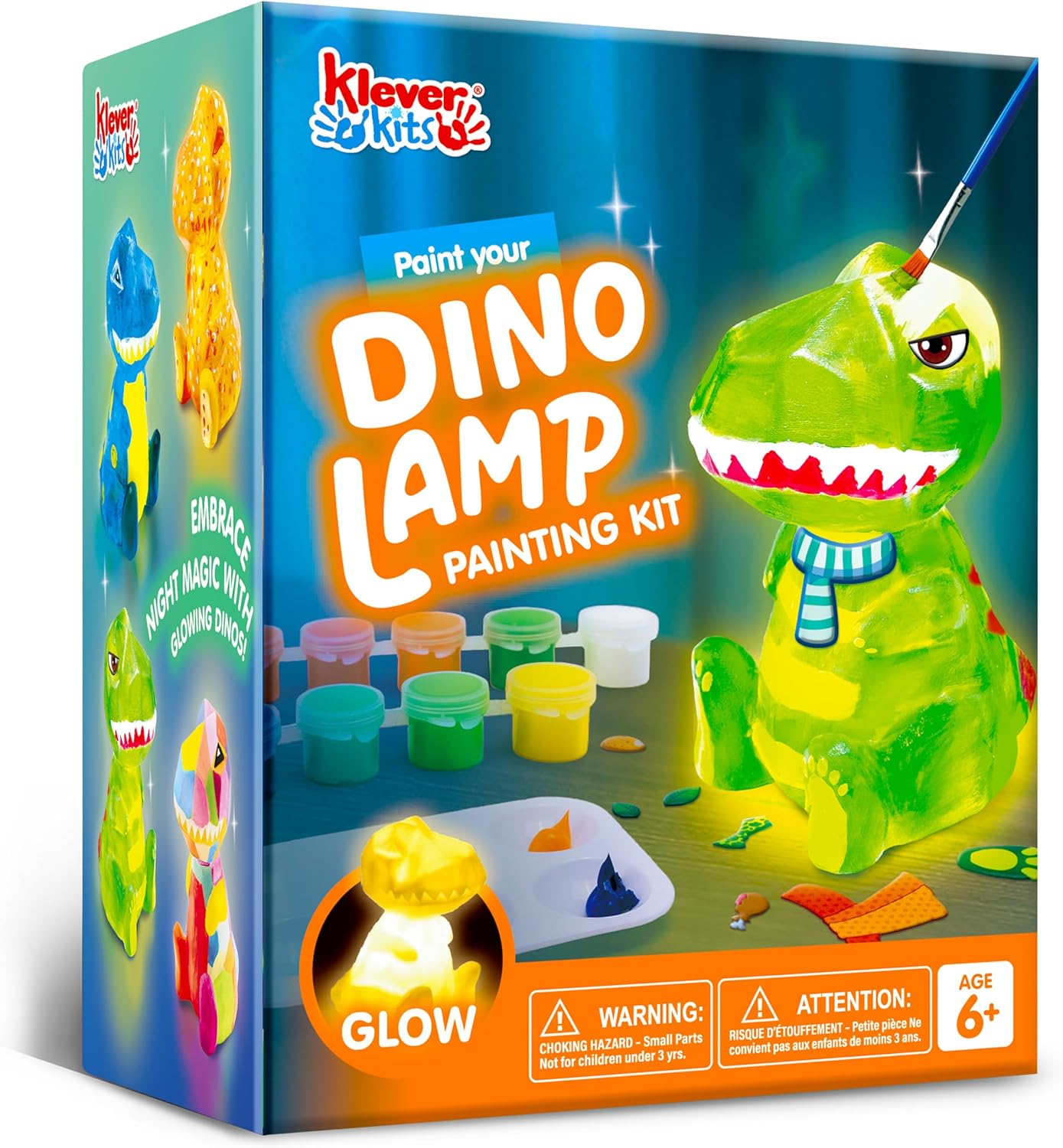 Klever Kits DIY Night Light- Paint Your Own Dinosaur Lamp- Arts & Crafts Kit School Activities Art Supplies Painting Kits, Birthday Gifts for Girls Boys Aged 6+