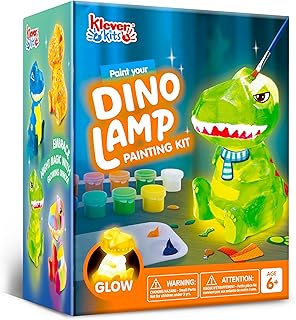 Klever Kits DIY Night Light- Paint Your Own Dinosaur Lamp- Arts & Crafts Kit School Activities Art Supplies Painting Kits, Birthday Gifts for Girls Boys Aged 6+