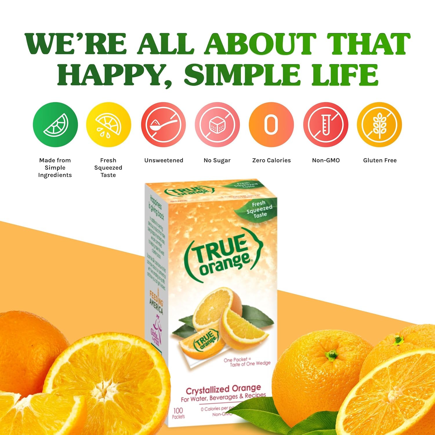 TRUE ORANGE Water Enhancer, Bulk Dispenser Pack - 100 Count (Pack of 1)| Zero Calorie Flavoring | For Water, Bottled Iced Tea & Recipes Flavor Packets Made with Real Oranges