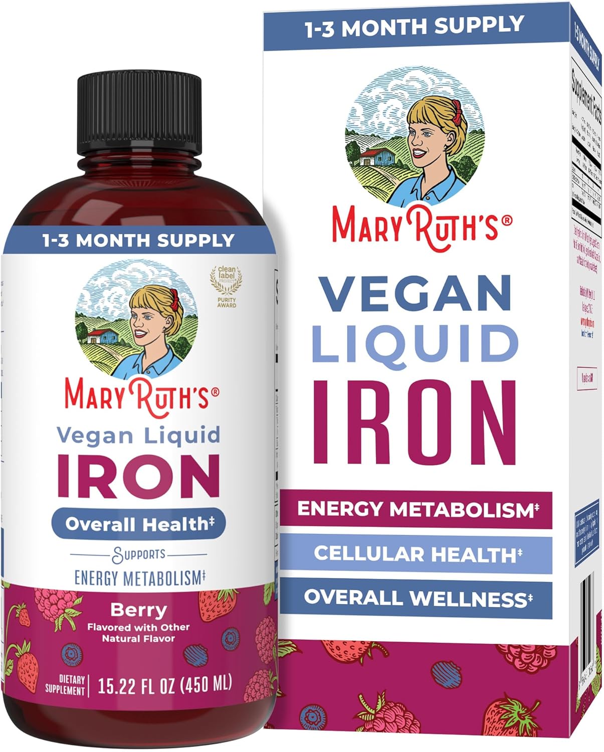 Iron Supplement for Women Men & Kids | Liquid Iron Supplement for Women Men & Kids | Iron for Healthy Blood & Oxygen | Ages 4 & Up | Sugar Free | Vegan | Non-GMO | Gluten Free | 15.22 Fl Oz