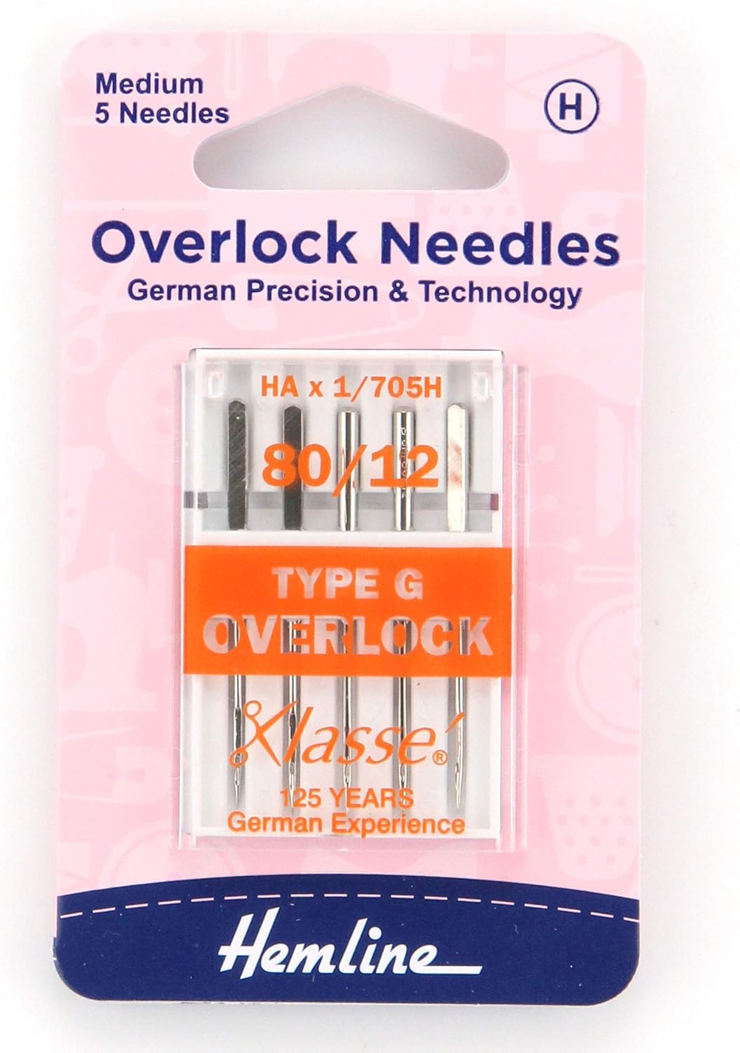 Hemline H107.G Med (G) Overlocker Machine Needles | 4x 80/12 | Overlocker/Serger