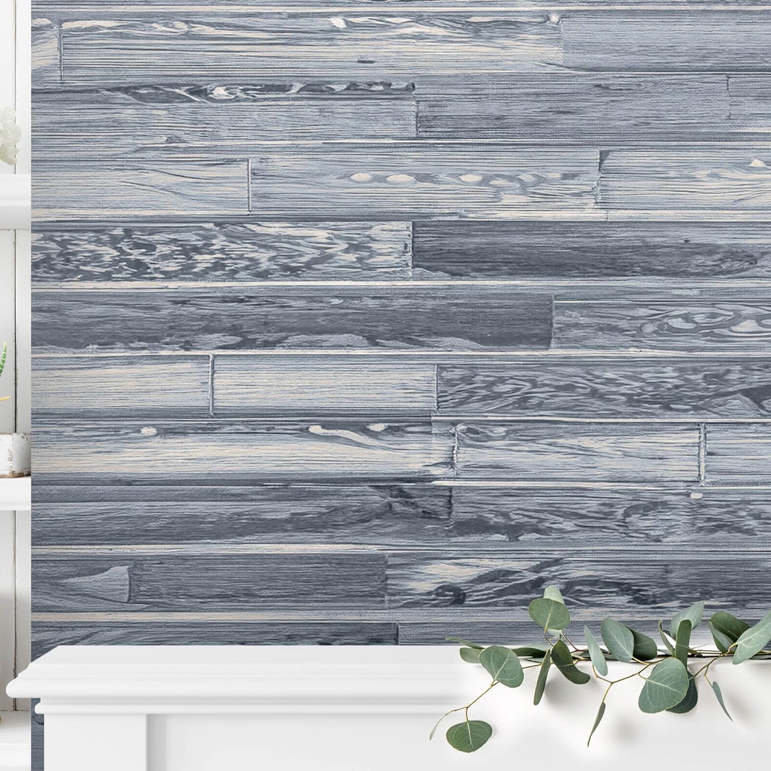 BoscoMondo 5.5 Inches Wide Barnwood Wall Planks, Rustic Solid Wood Panels, Accent Wall Decor - 16 Inches Long Panels, 24 Pack, 14.66 Sqr Ft, Grey Tones