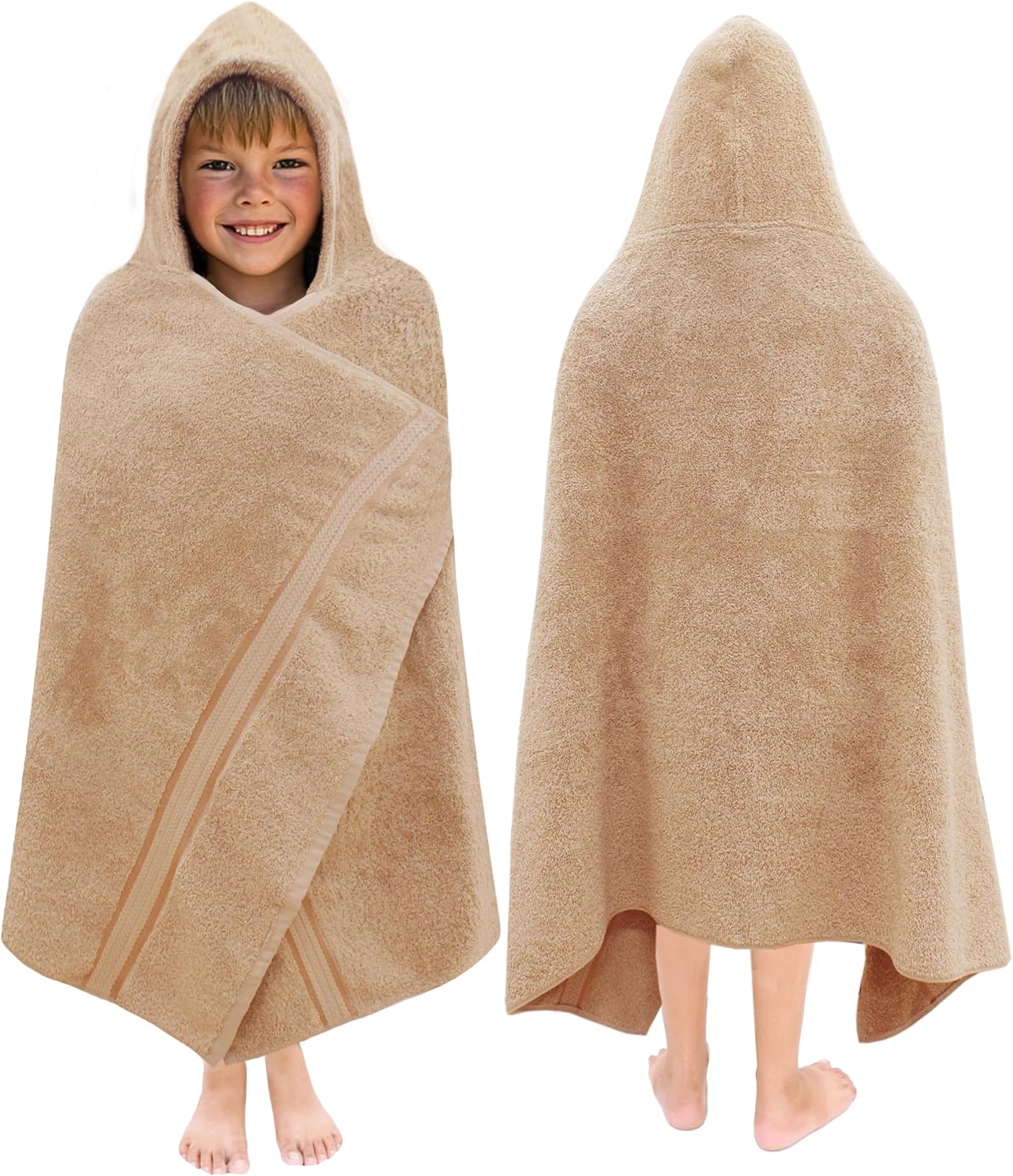 ORIGINAL KIDS Hooded Bath Towel Wrap - Ultra Soft 100% Cotton Terry Large Oversized Hooded Kids Towel - Toddler Big Kid Shower Pool Beach Towel - Absorbent Quick Dry Easy Care Gift - 30 x 54 - Linen