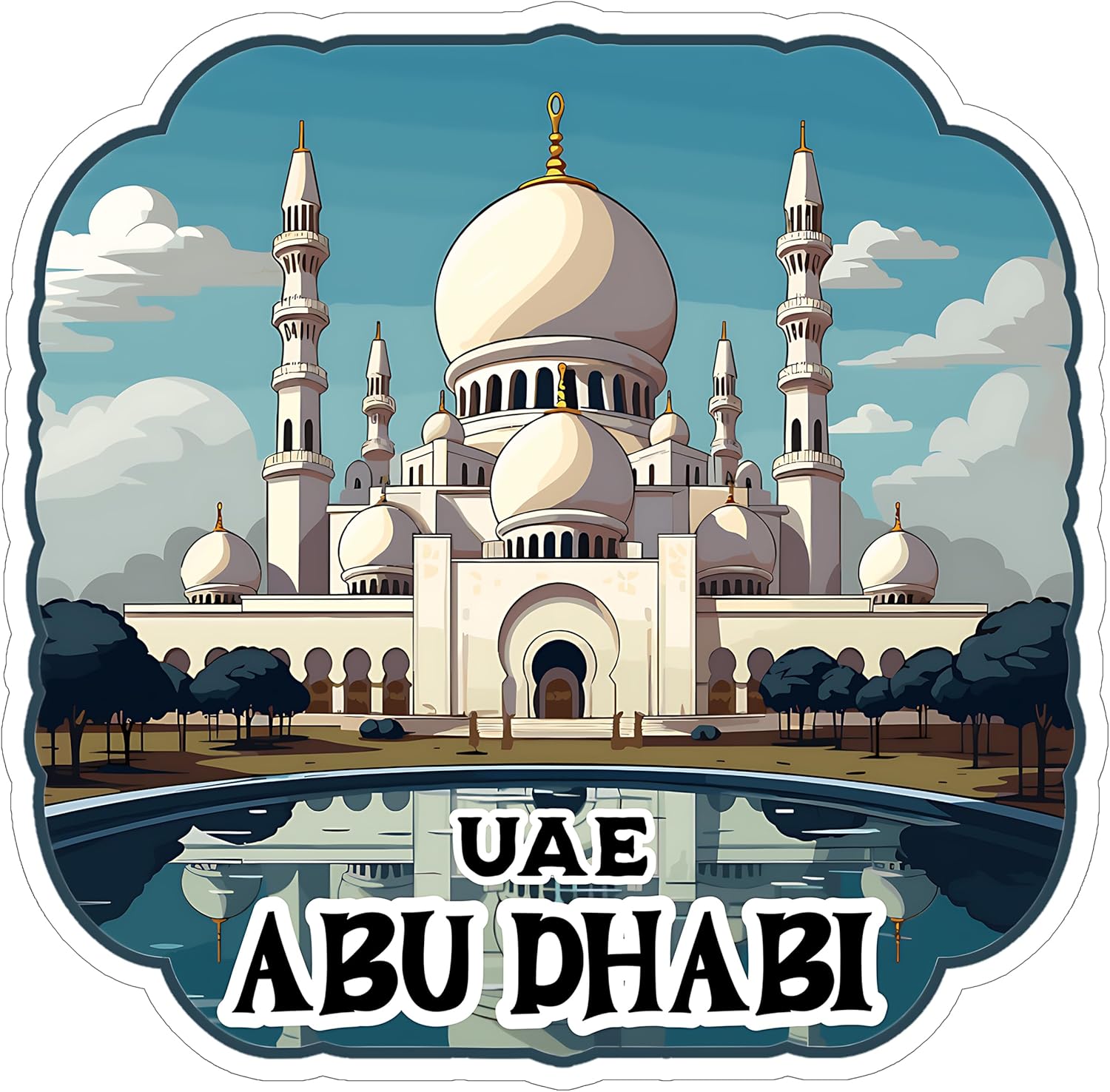 Abu Dhabi United Arab Emirates UAE Sticker 4 Inch City Travel Souvenir - Waterproof Vinyl Decal for Laptop Water Bottle Car Tumbler - Durable Aesthetic Long-Lasting Stickers for Adults ID44990