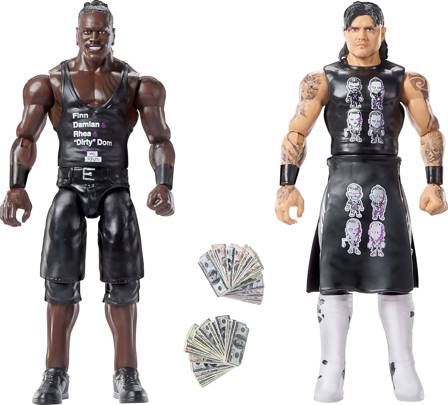 Mattel WWE Main Event Showdown Action Figures 2-Pack with Accessory, Series #21 R-Truth vs “Dirty” Dominik Mysterio Collectible Set, 6-inch
