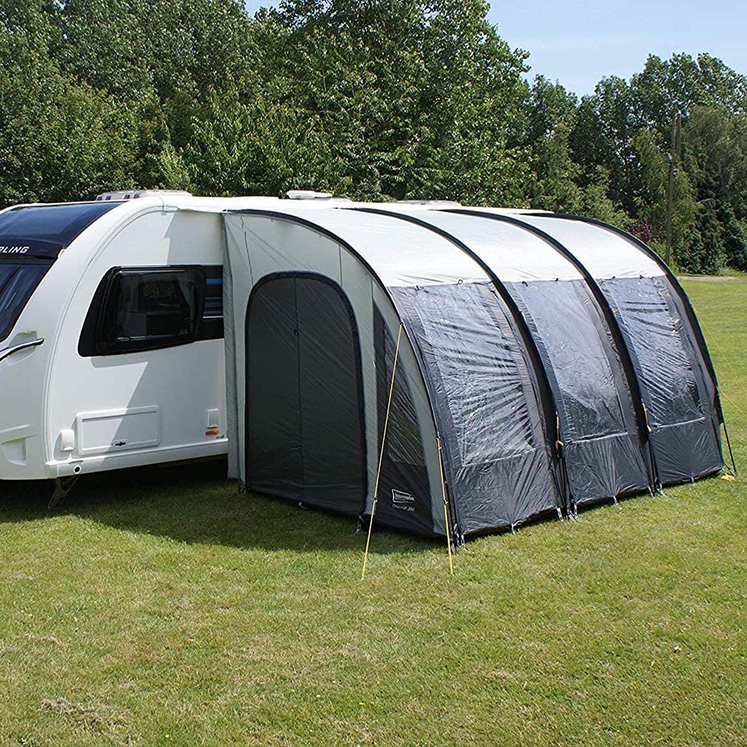 Streetwize Accessories Leisurewize LWPP2C Ontario Porch Awning 390 Charcoal - 390 x 240 cm, Waterproof Polyester Fibre Glass Roll Up Shelter
