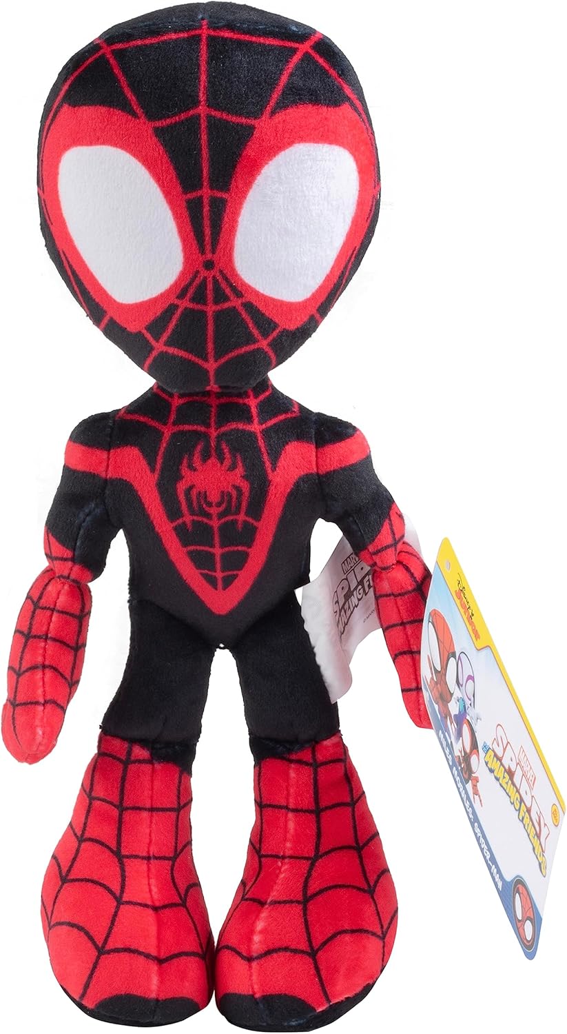 Marvel Spidey and His Amazing Friends 8" Miles Morales/Spin Plush - Spider-Man Stuffed Animal Toy Figure - Officially Licensed - Spider-Verse Gift for Kids, Boys, Girls - 8 Inches