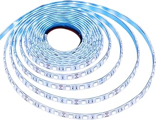 JOYLIT 12V White LED Strip Lights 6000-6500K 16.4ft/5M SMD5050 300LEDs, Dimmable IP65 Waterproof Cuttable Flexible LED Rope Light for Bedroom, Living Room, Kitchen (LED Strip Only)