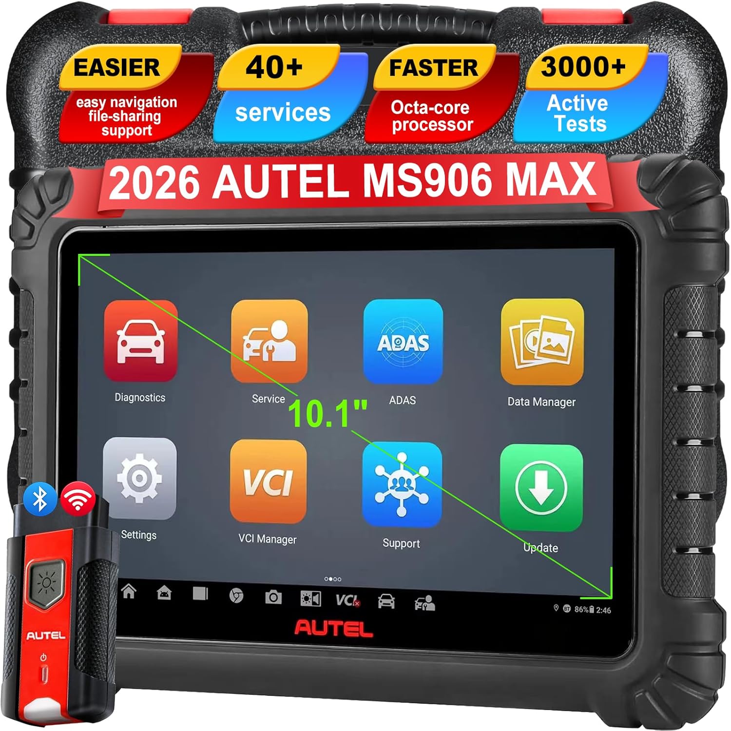 Autel MaxiSys MS906MAX 2026 Way Better Than MS906 Pro, Autel Scanner, Top Scan Tool DoIP CANFD Diagnostic Tool, Upgrade of MK900 MP900BT MS906BT MK908 3000+Active Test All System Diagnosis