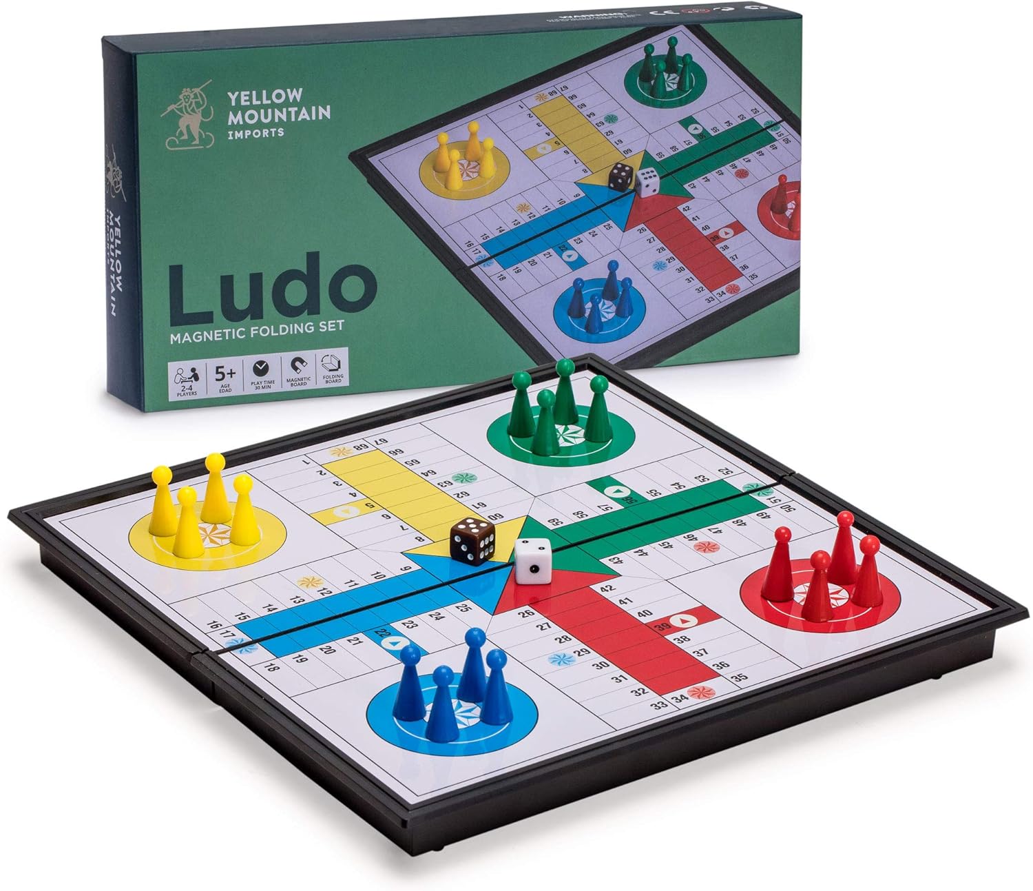 Magnetic Ludo Travel Game Set – 9.8" Folding Board for Classic Portable Strategy Play – Yellow Mountain Imports