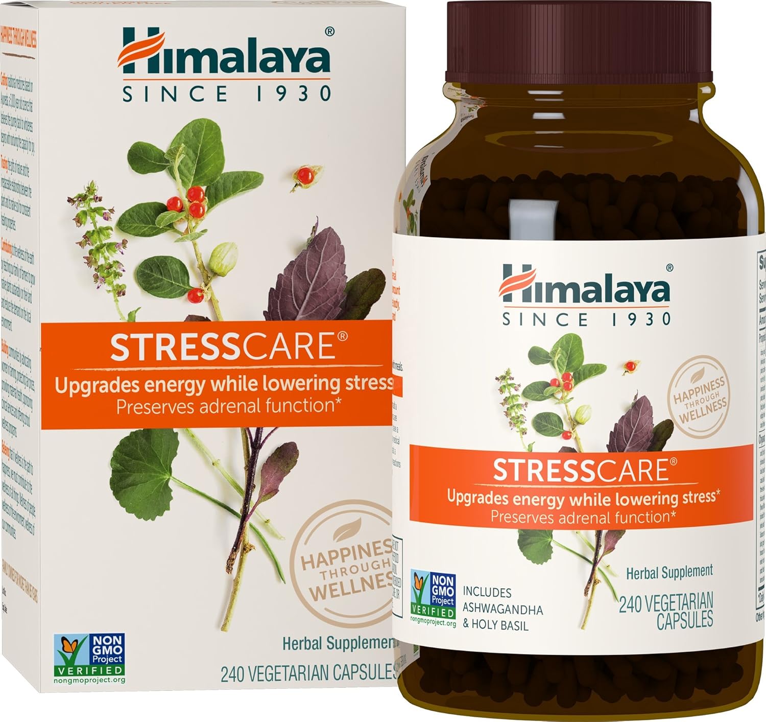 Himalaya StressCare, 60 Day Supply - Herbal Adrenal Support for Calming Relaxation, Stress Relief, Energy Support and Occasional Sleeplessness - Vegan, Non-GMO, Gluten Free, 240 Capsules