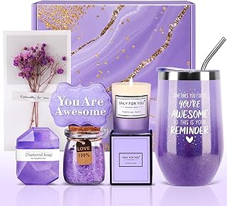 Birthday Gifts for Women - Relaxing Spa Gifts Basket Set for Women Her Mom Grandma Daughter Sister Wife Girlfriend Female Friends Coworker Teachers, Unique Bath Set Gifts for Women (Purple)