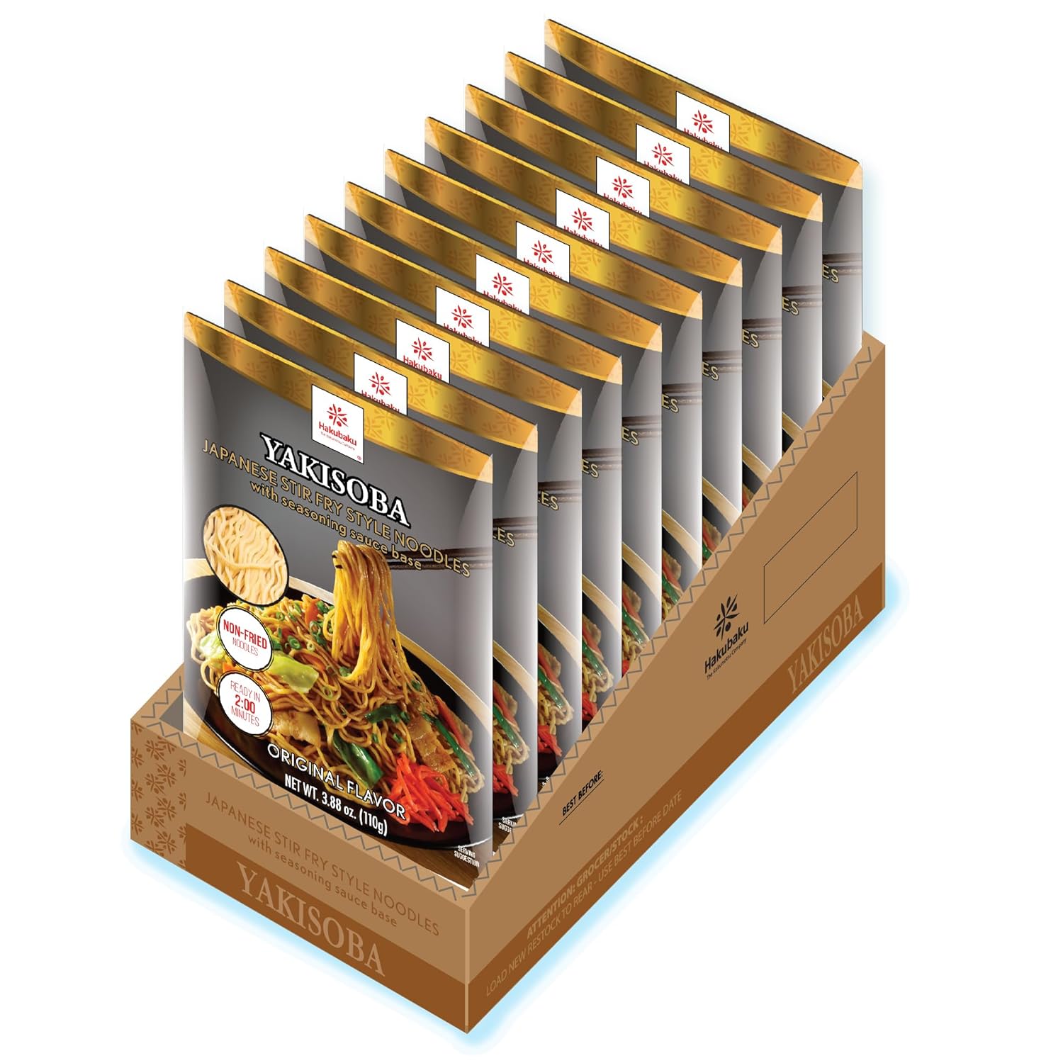 Hakubaku Japanese Stir Fry Style Noodles - YAKISOBA (Original Flavor, 12 PACK)