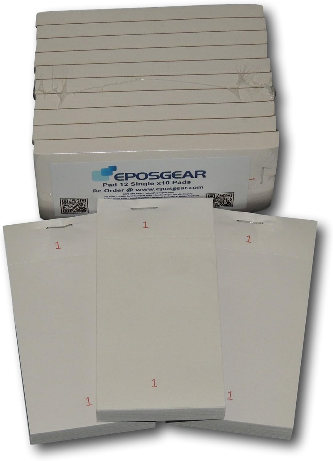 EPOSGEAR Single Copy Restaurant Cafe Takeaway Pub Food Waiter Waitress Numbered Order Pads - 63mm x 127mm (10)
