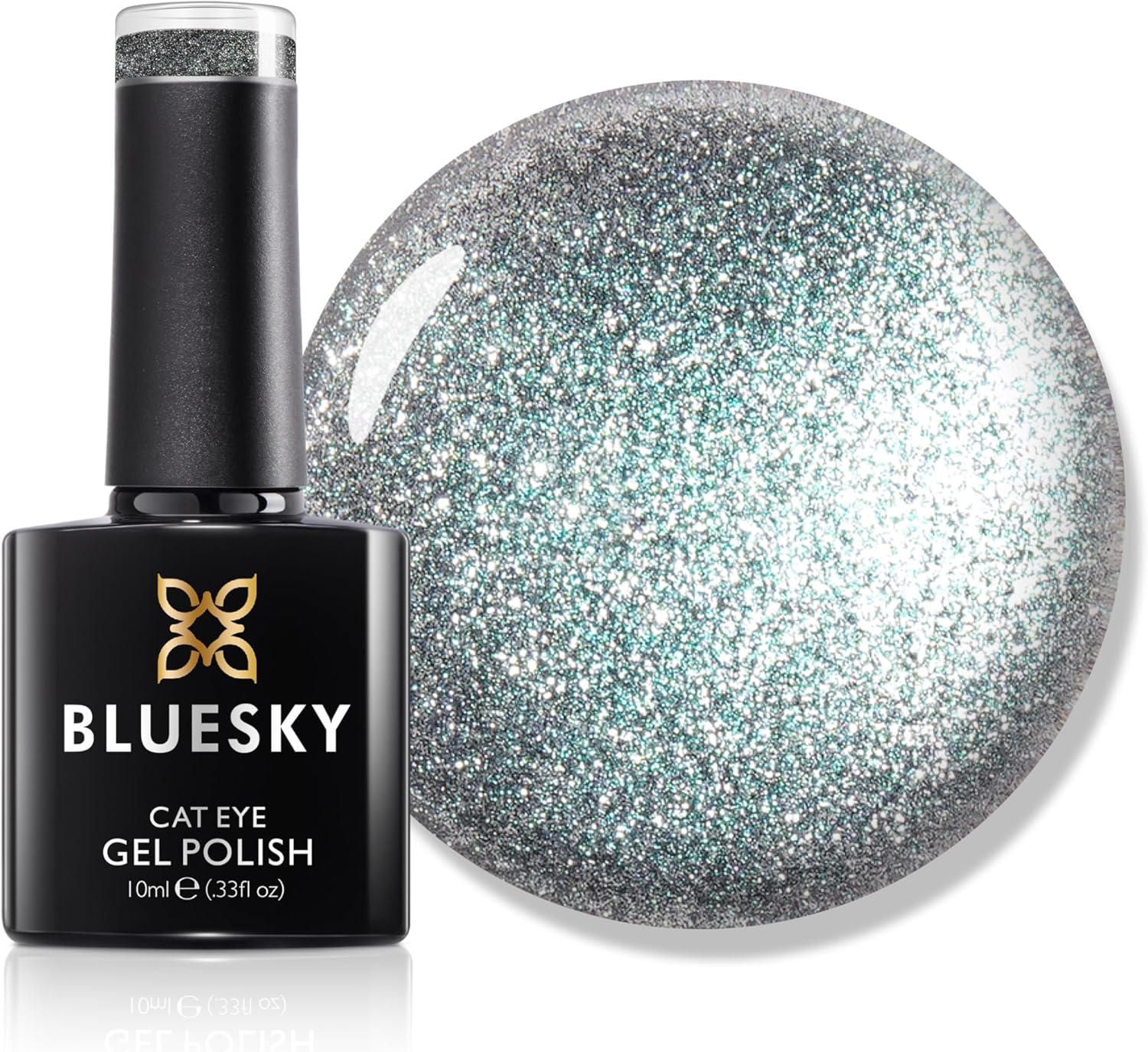 Bluesky Cat Eye Gel Nail Polish 10ml, Diamond Dust - LSD05, Silver Soak-Off Gel Polish for 21 Day Manicure, Professional, Salon & Home Use, Requires Curing Under UV/LED Lamp