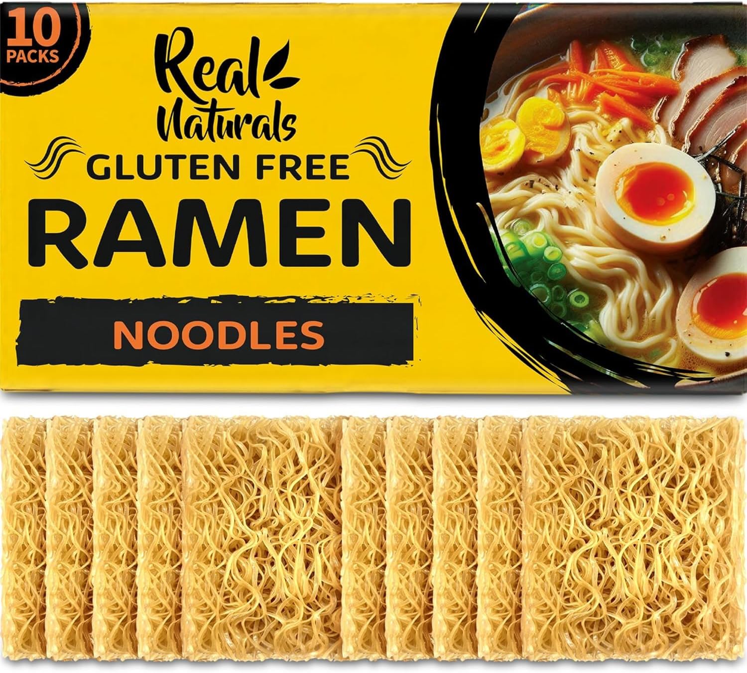 Gluten Free Ramen Noodles, Plain ramen noodles. Restaurant grade. Gluten free pasta, Japanese ramen, Gluten Free Super noodles from brown rice 10 x 59g (10 Pack)