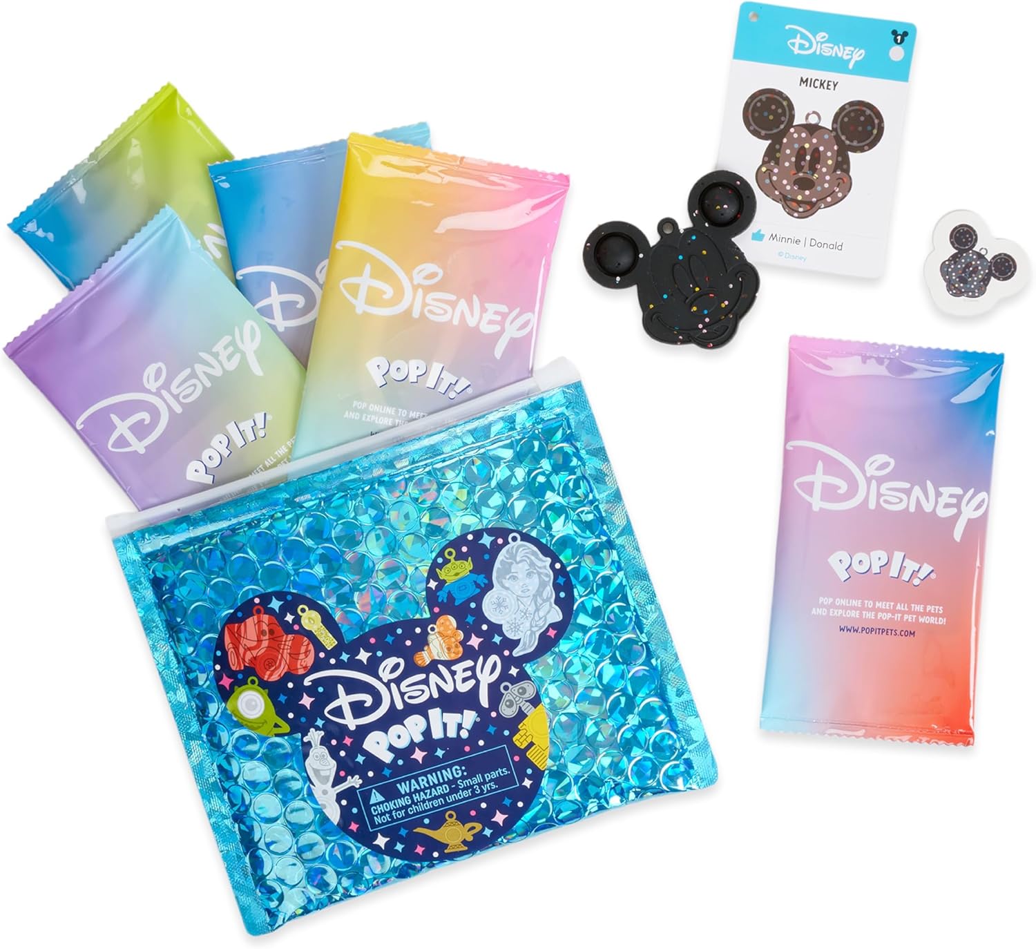 Pop It! Pets - Disney Edition - Mystery Pets Collectable Pouches - 4 New Pets in Each Bag - 14 Total Surprises Per Pouch
