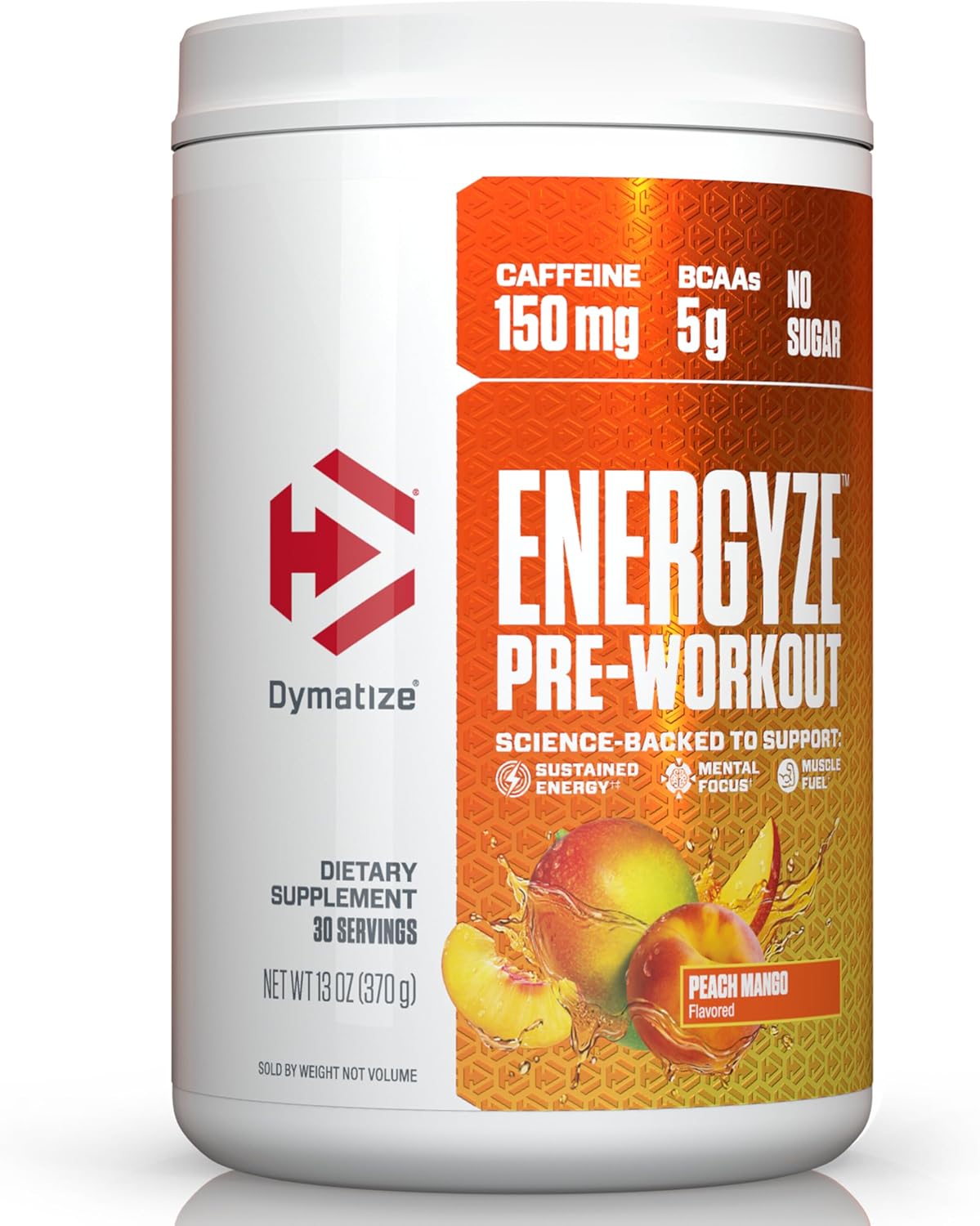 Dymatize Energyze Pre Workout Powder, Peach Mango, 30 Servings