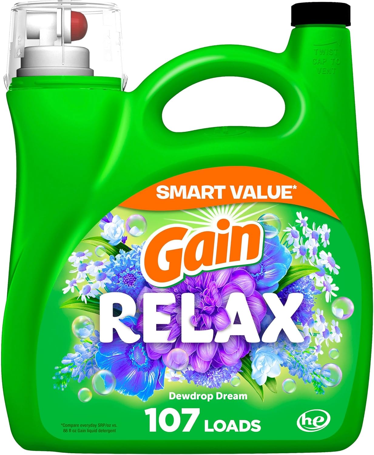 Gain Liquid Laundry Detergent, Relax, HE Compatible, 154 fl oz, 107 Loads