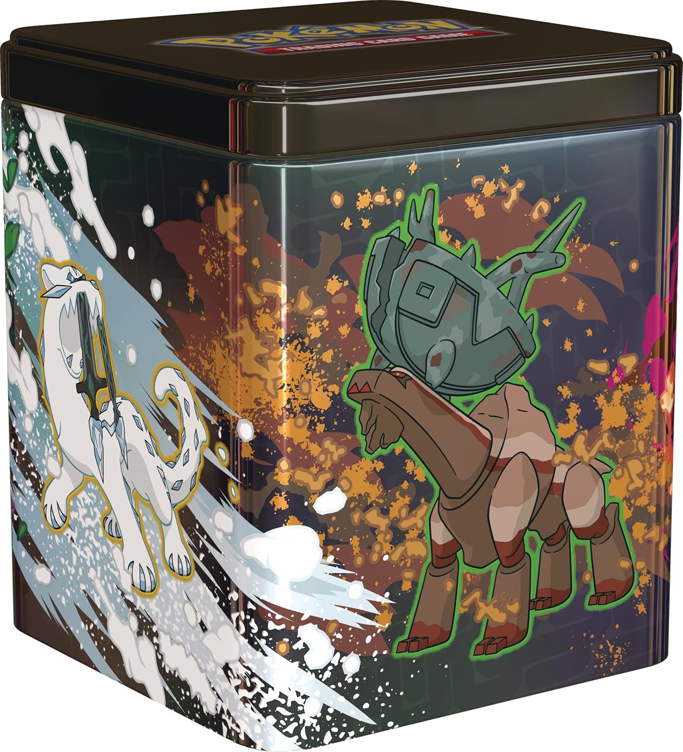 Pokémon TCG: Stacking Tin – Treasures of Ruin (3 Booster Packs & 2 Sticker Sheets)