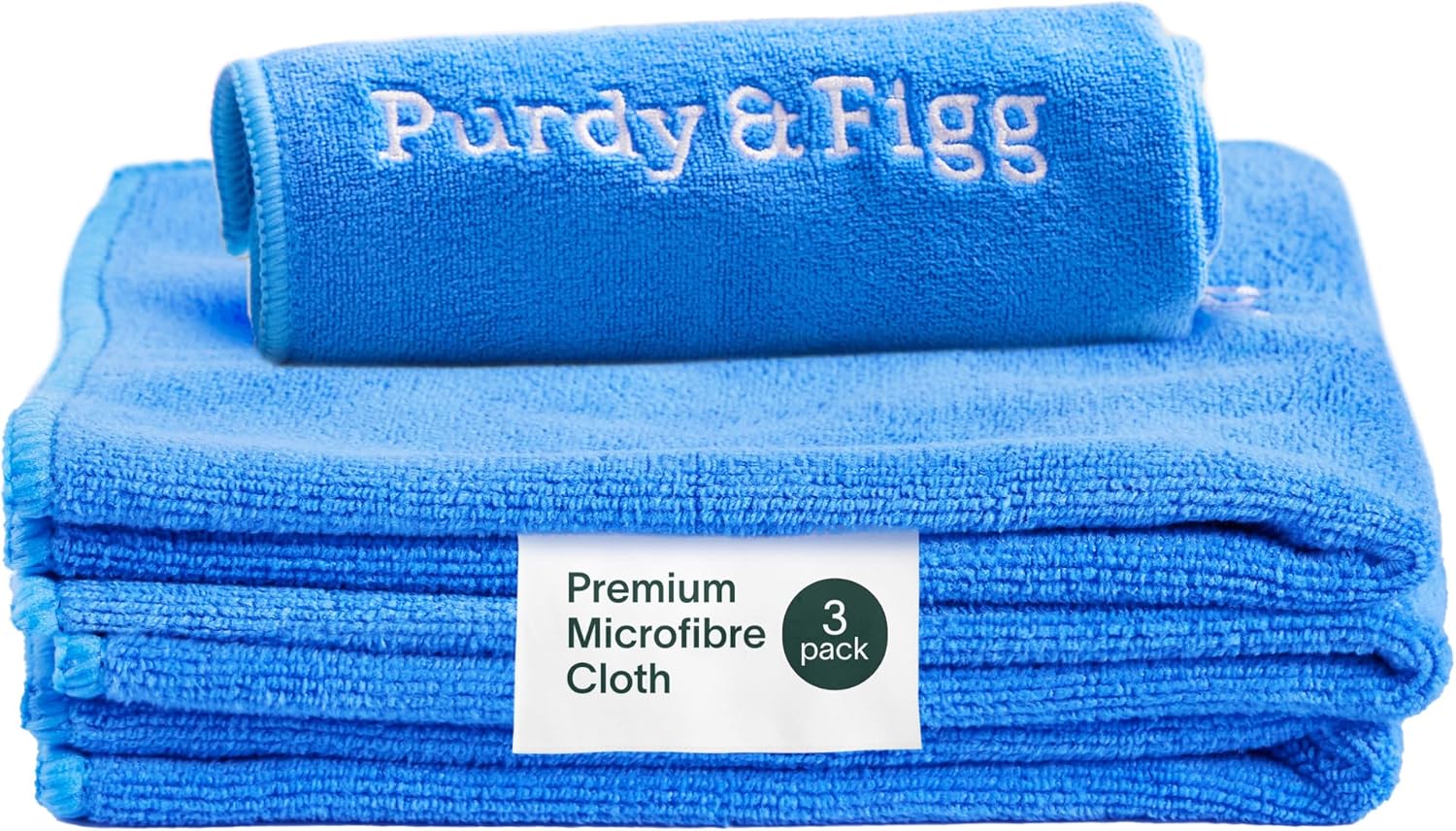 Purdy & Figg | Microfiber Cleaning Cloth| Super Soft, Streak-Free Multipurpose Polishing Cloth| Lint-Free, Scratch-Resistant, Super Absorbent & Reusable | Home & Kitchen | Pack of 3 | Blue