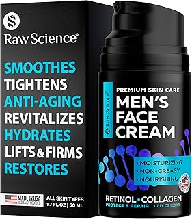 Men's Face Cream: Retinol Anti Aging Face Moisturizer for Men with Collagen, Hyaluronic Acid - Day & Night Anti Wrinkle Mens Skin Care - Vitamins E & A, Avocado Oil Facial Moisturizer for Man - 1.7 Oz