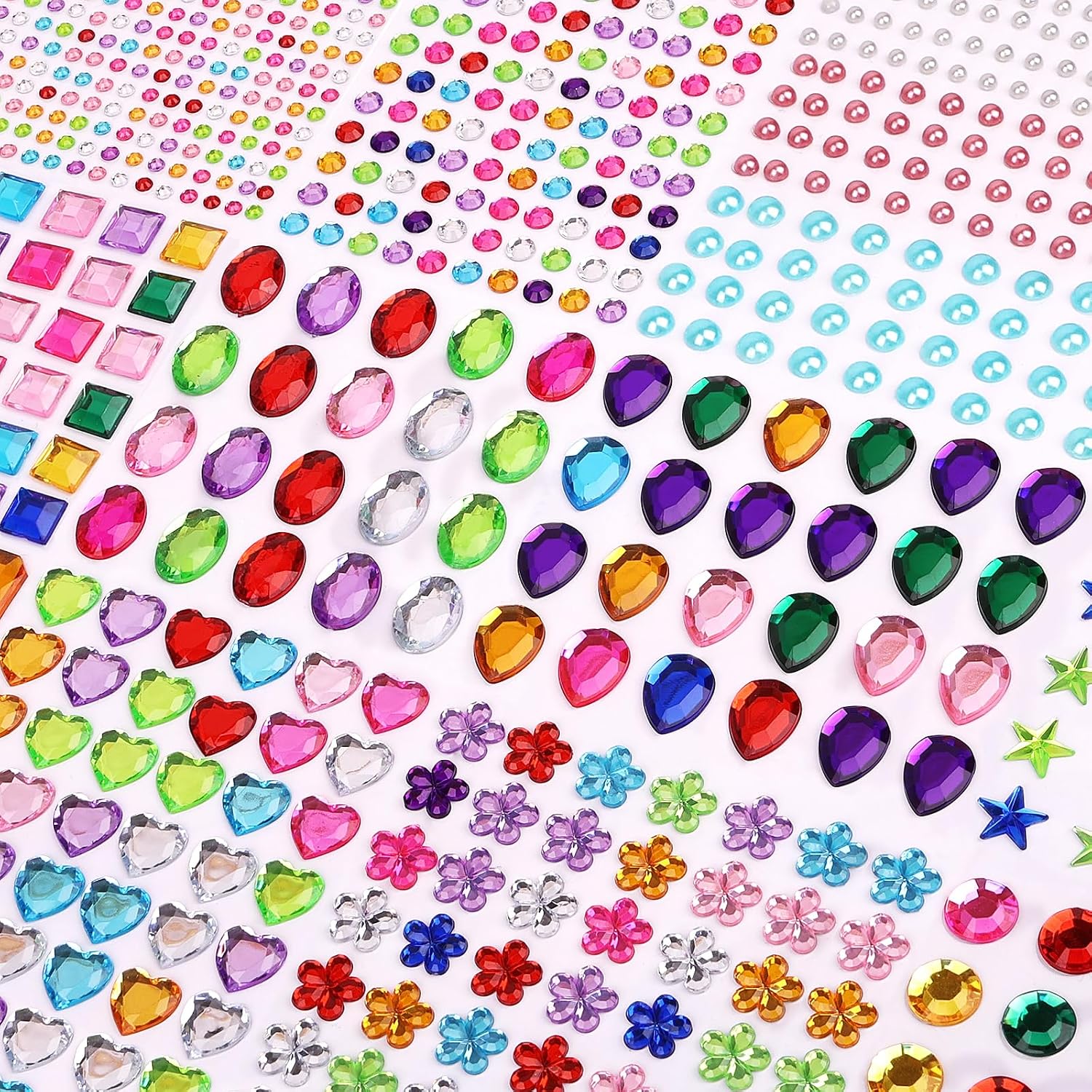 1782pcs Gem Stickers, Self Adhesive Rhinestones Stick on Jewel for Crafts