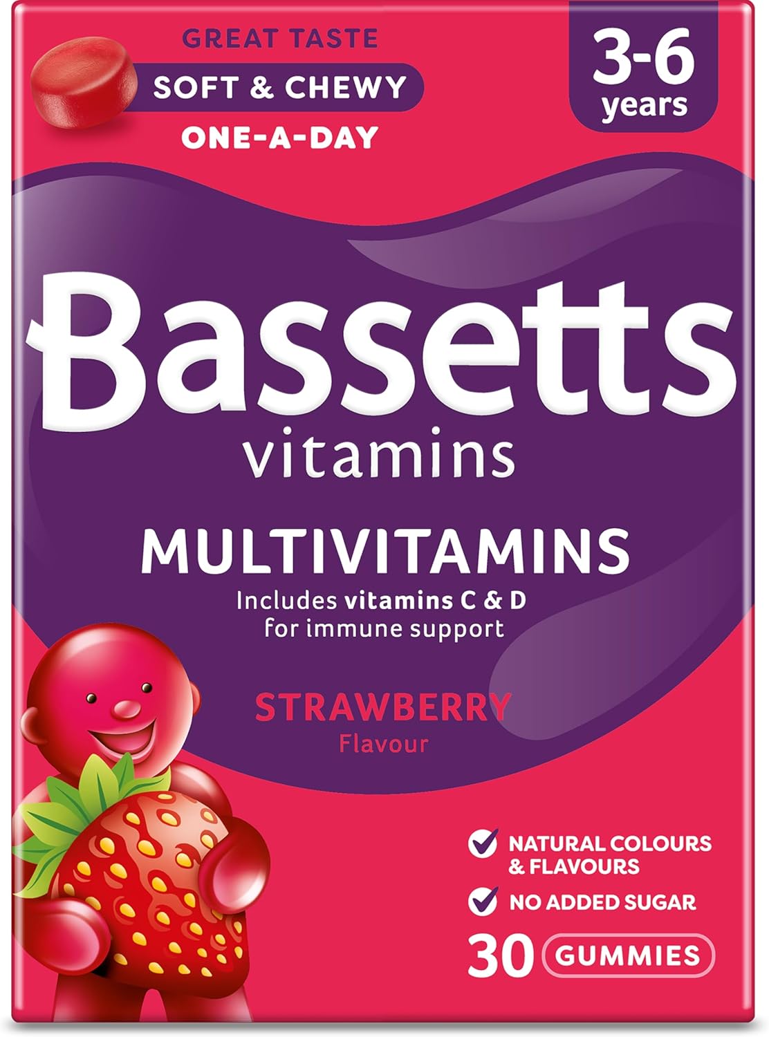 Bassetts Vitamins 3-6 Years Strawberry Flavour Multivitamins 30 Gummies