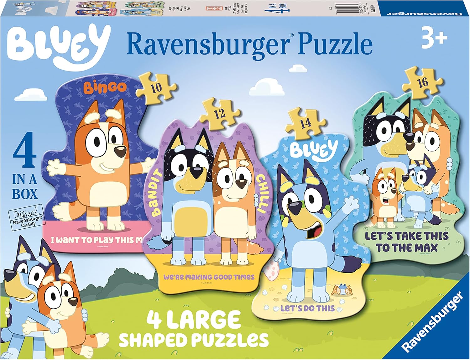 Ravensburger Bluey 4 Large Shaped Jigsaw Puzzles for Kids Age 3 Years and Up - 10, 12, 14 and 16 Pieces - Gifts for Kids