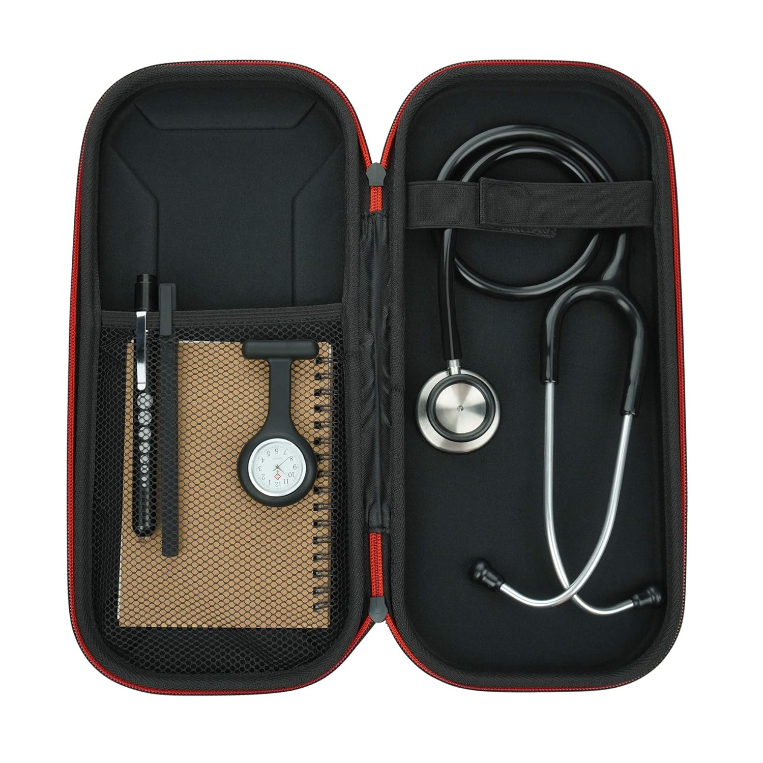 Stethoscope Bundle Kit | Includes Dual Head, Fob Watch, Pen Torch, Hard Shell Stethoscope Case, Pen and A6 Note Pad | For Nurse, Dentist, Medical Students and Professionals