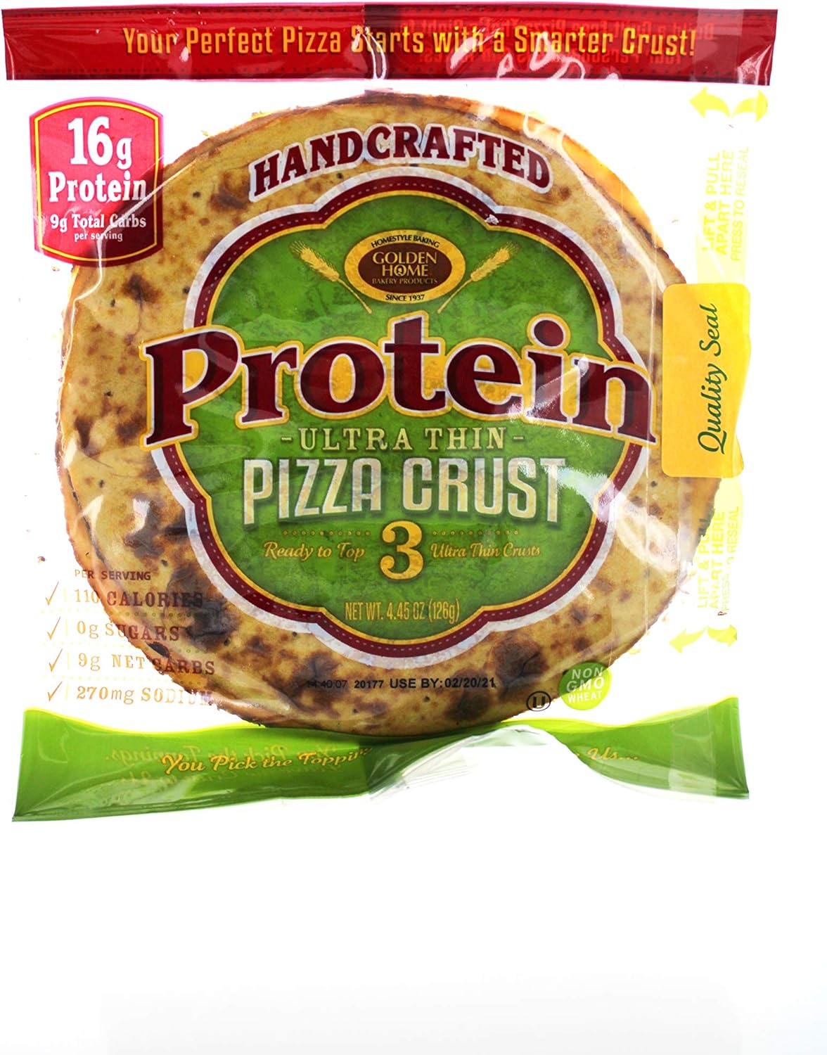 Ultra Thin 16g Protein Pizza Crust, 3 crusts