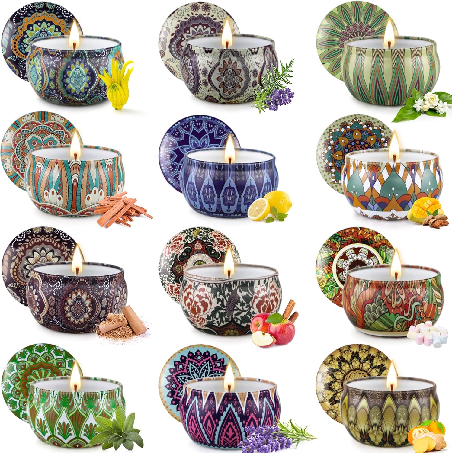 CREASHINE Soy Wax Candles Gifts for Women Set of 12 Womens Gifts for Birthday Scented Candles Multipack Perfumed Candle Thank You Gift for Teacher/Staff/Colleagues/Family