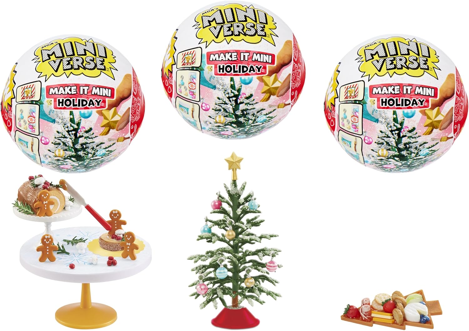MGA's Miniverse Make It Mini Holiday 3 Pack Series Mini Collectibles - Seasonal, Blind Packaging, DIY, Resin Play, Replica Food, NOT Edible, Collectors, 8+