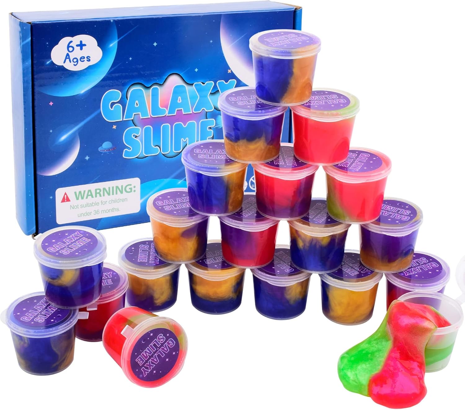 20 Packs Colorful Galaxy Slime, Stretchy & Non-Sticky,Idea Stocking Stuffers for Christmas,Party Favors for Kids, Sensory and Tactile Stimulation, Stress Relief, Educational Game, for Girls & Boys