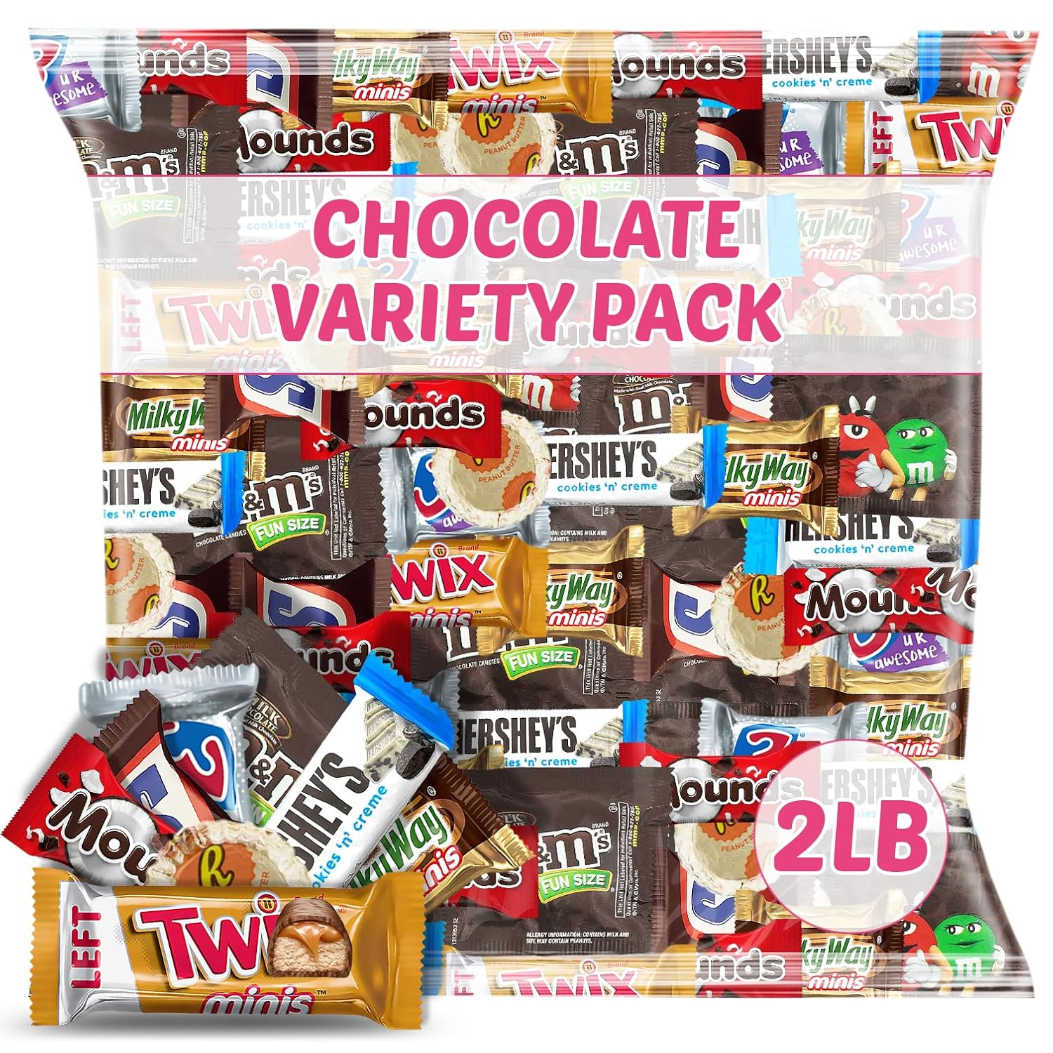 Deluxe Chocolate Lovers Variety - 2 Lb Bulk Pack - Milk and Dark Chocolate, Peanut Butter Cups, Coconut Bars, Cookies and Cream, & Wafer Bites - Party Candy, Office Snacks, Gifting & Everyday Cravings