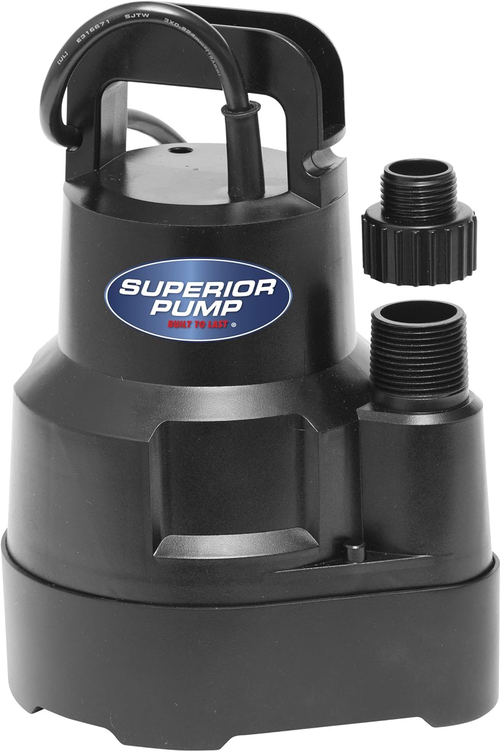 Superior Pump 91014 1/4 HP High Flow Thermoplastic Utility Pump, Black