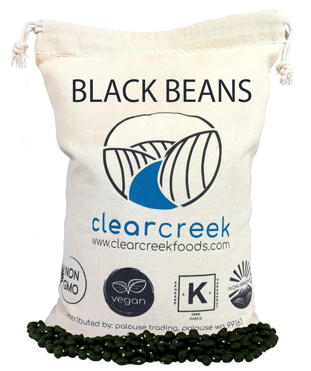 Washington State Black Beans | 4 LB Bag | Non-GMO | Vegan | Kosher | Non-Irradiated | Dry Black Beans | Frijoles Negros