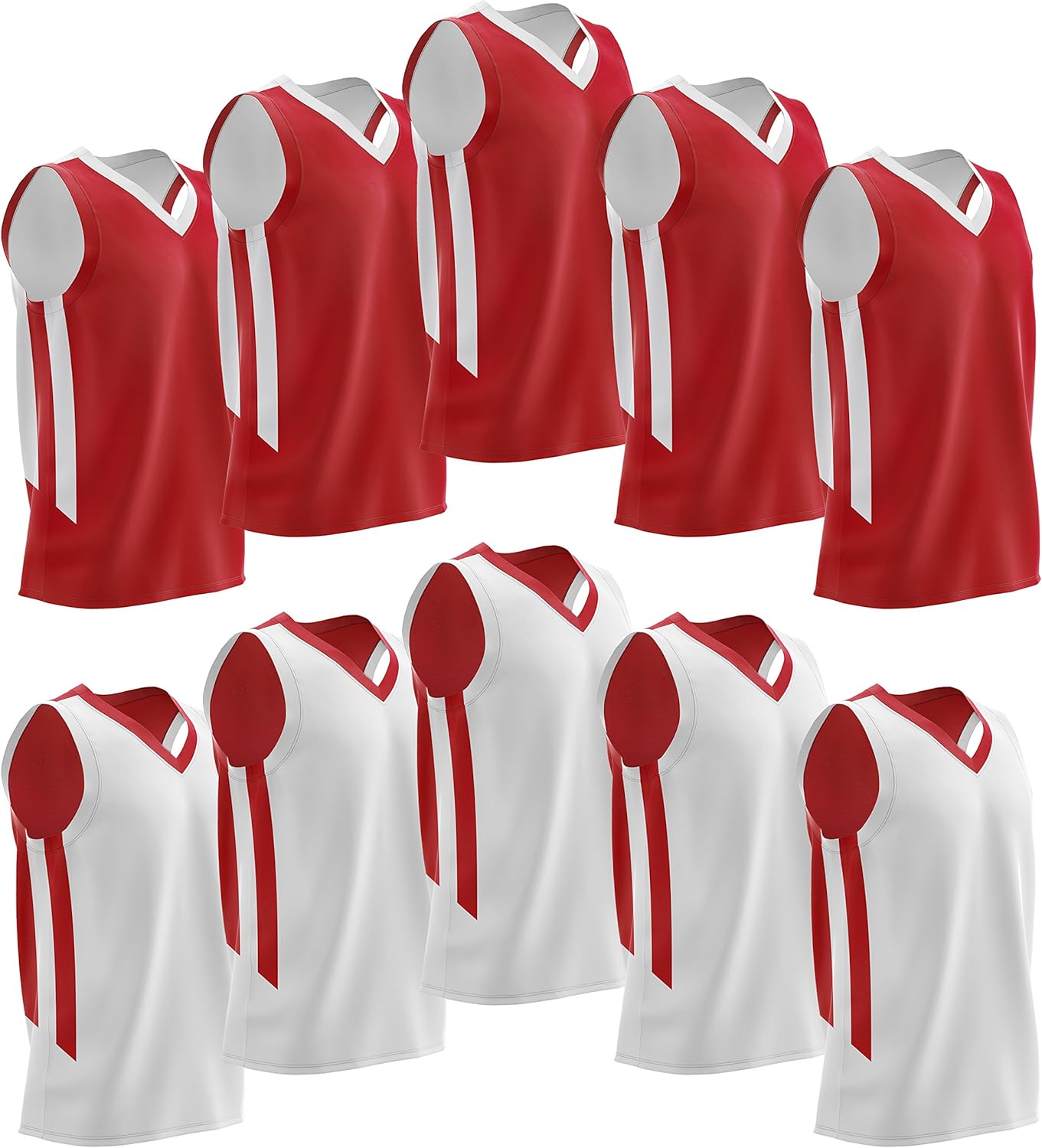 Pack of 10 Reversible Men's Mesh Performance Athletic Basketball Jerseys - Blank Team Uniforms for Sports Scrimmage Bulk