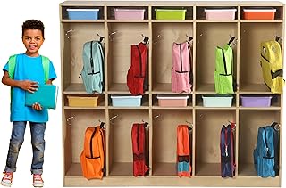 Upper Midland Products 10 Section Cubbies for Classroom - Wooden Storage Lockers for Playschool and Daycare - Perfect for Coats, Backpacks, Knapsacks, Lunchboxes, and Storage Bins