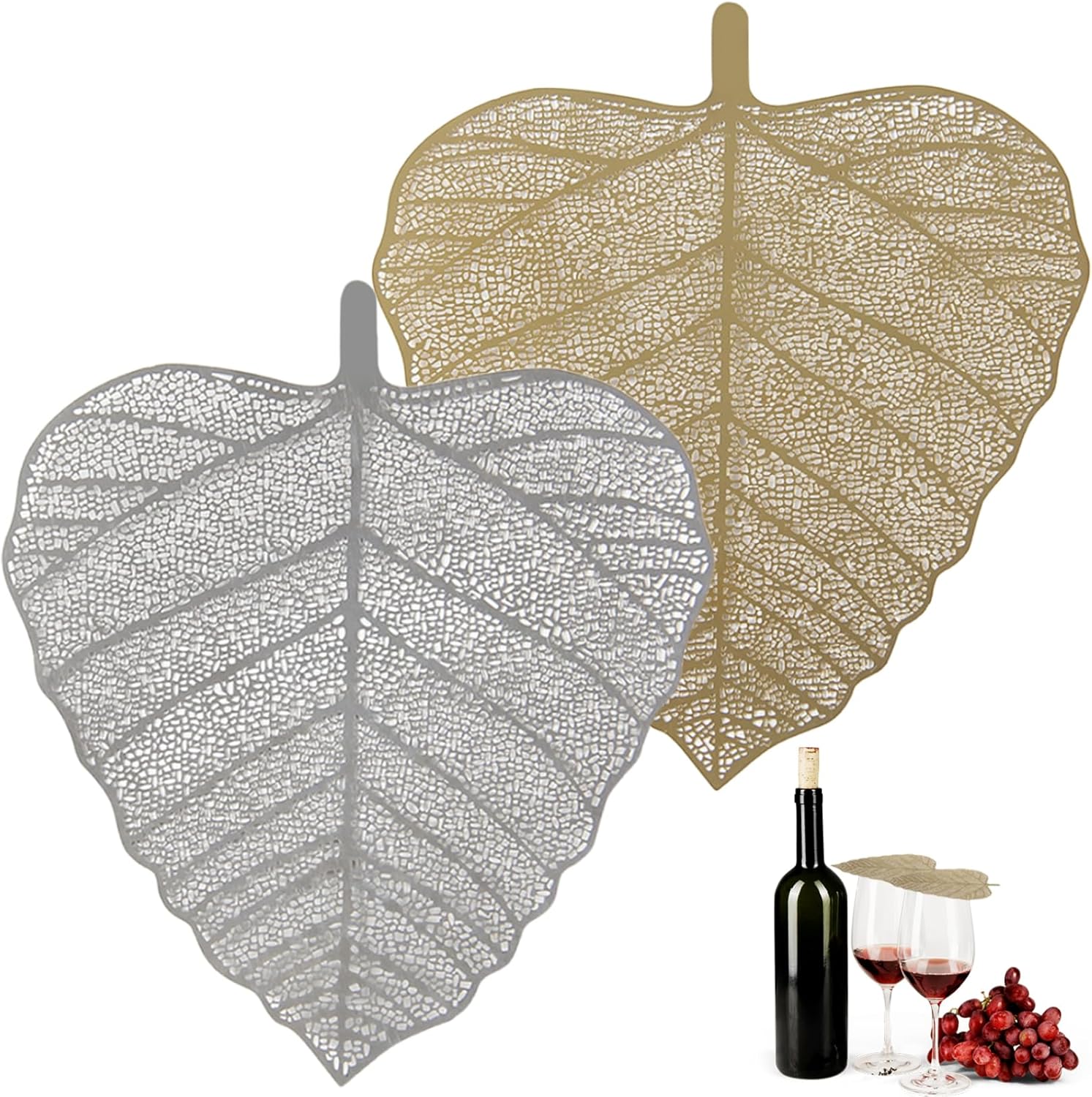 Wine Glass Covers 2Pcs Stainless Steel Glass Covers for Drinks, Leaf Shaped Mesh Wine Glass Covers To Keep Bugs Out, Drink Cover for Coffee Mugs Tea Cups, Glass Covers For Drinks