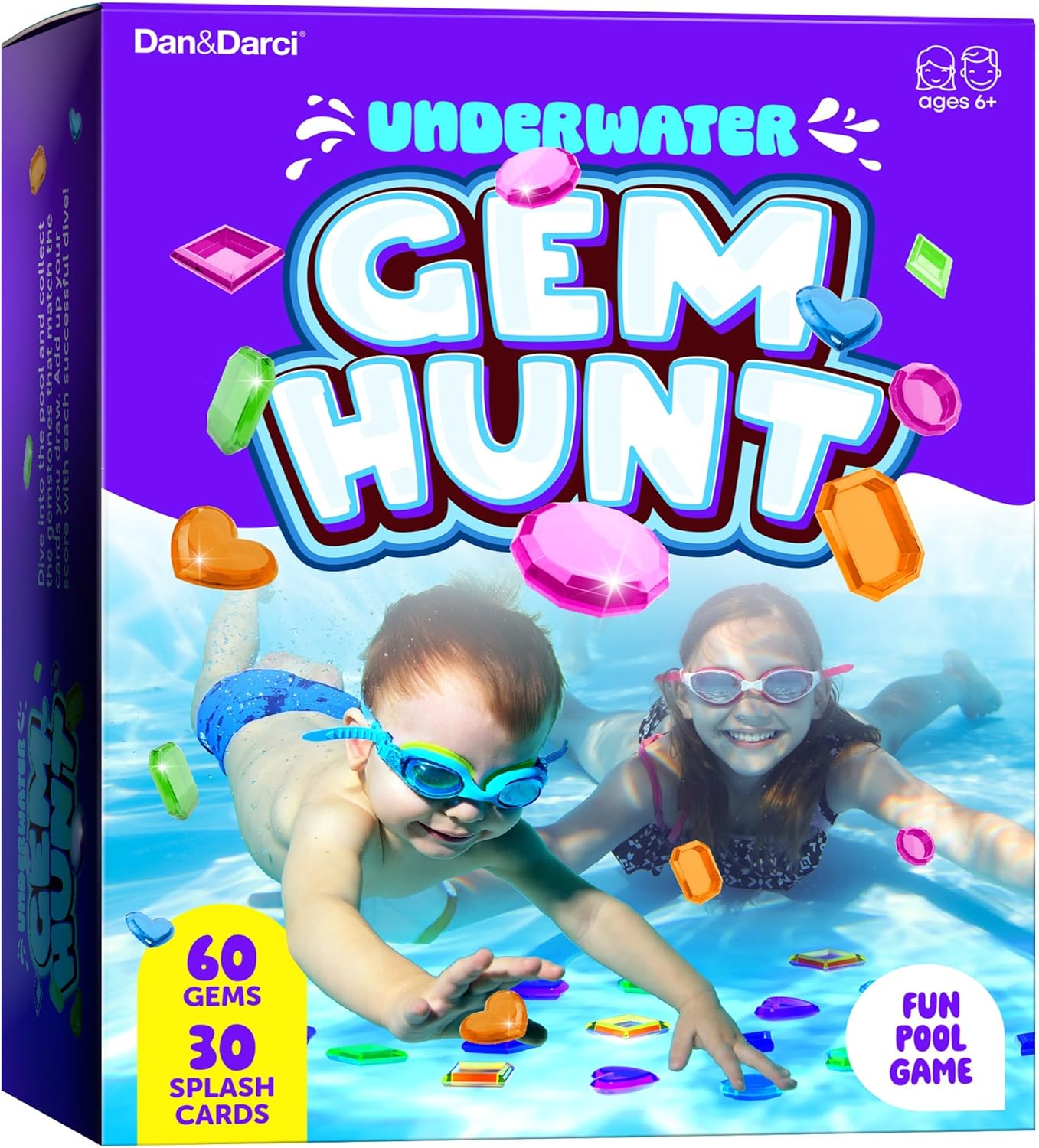 Dan&Darci Pool Gem Hunt Diving Game for Kids - Pools Toys for Kid Ages 6 7 8 9 10 11 12 Year Old - Water Games Swimming Dive Toy - Gifts for Girls, Boy Ages 6-8, 8-12, Summer Fun