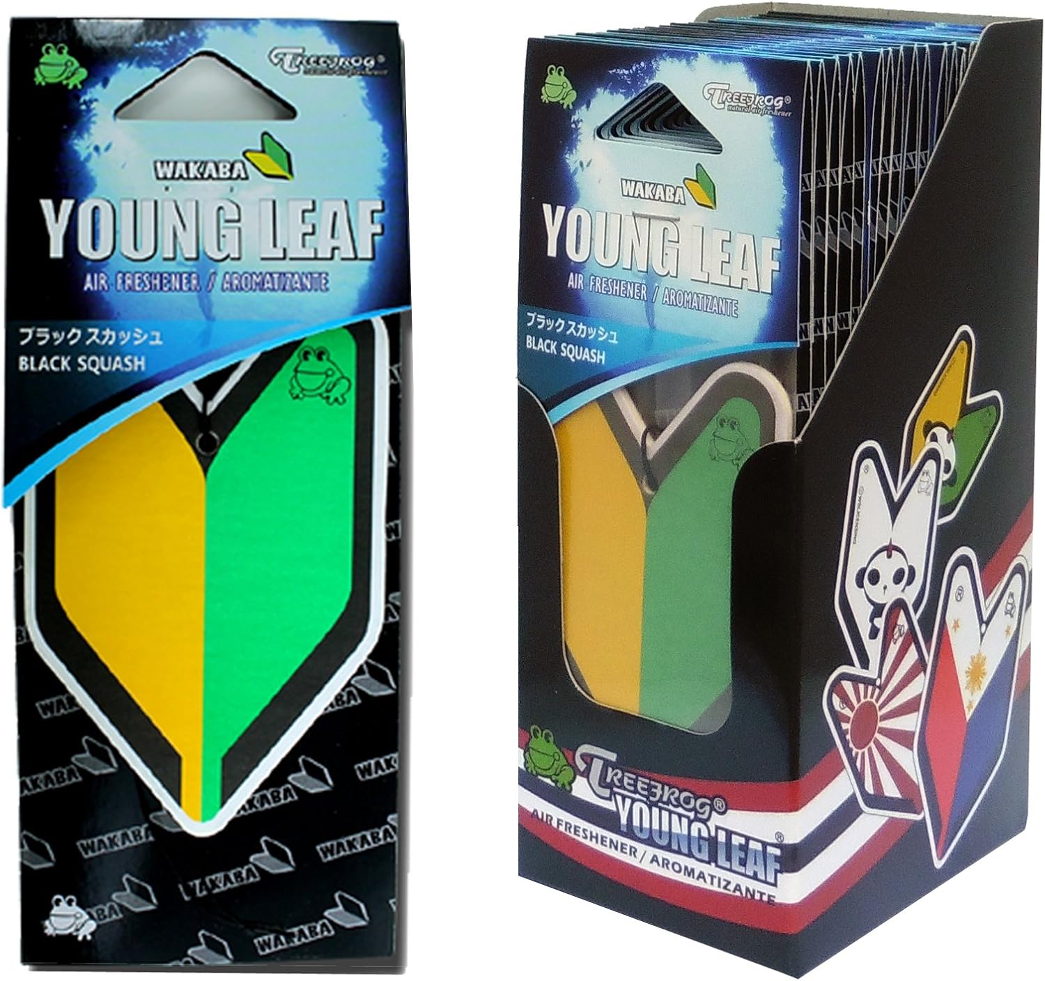 YLBS95 Japan Tree Frog Squash Scents JDM Air Freshener, Black, 1 Box, 24 Piece